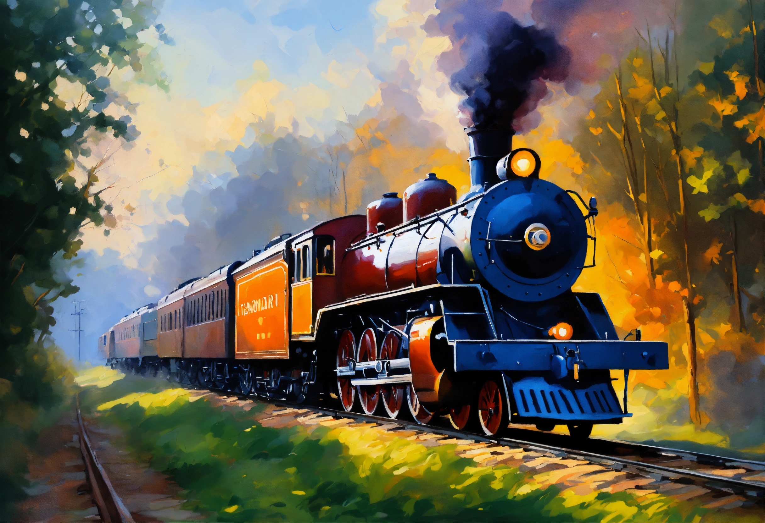 Lexica - Create a painting of an steam locomotive with tender big boy ...