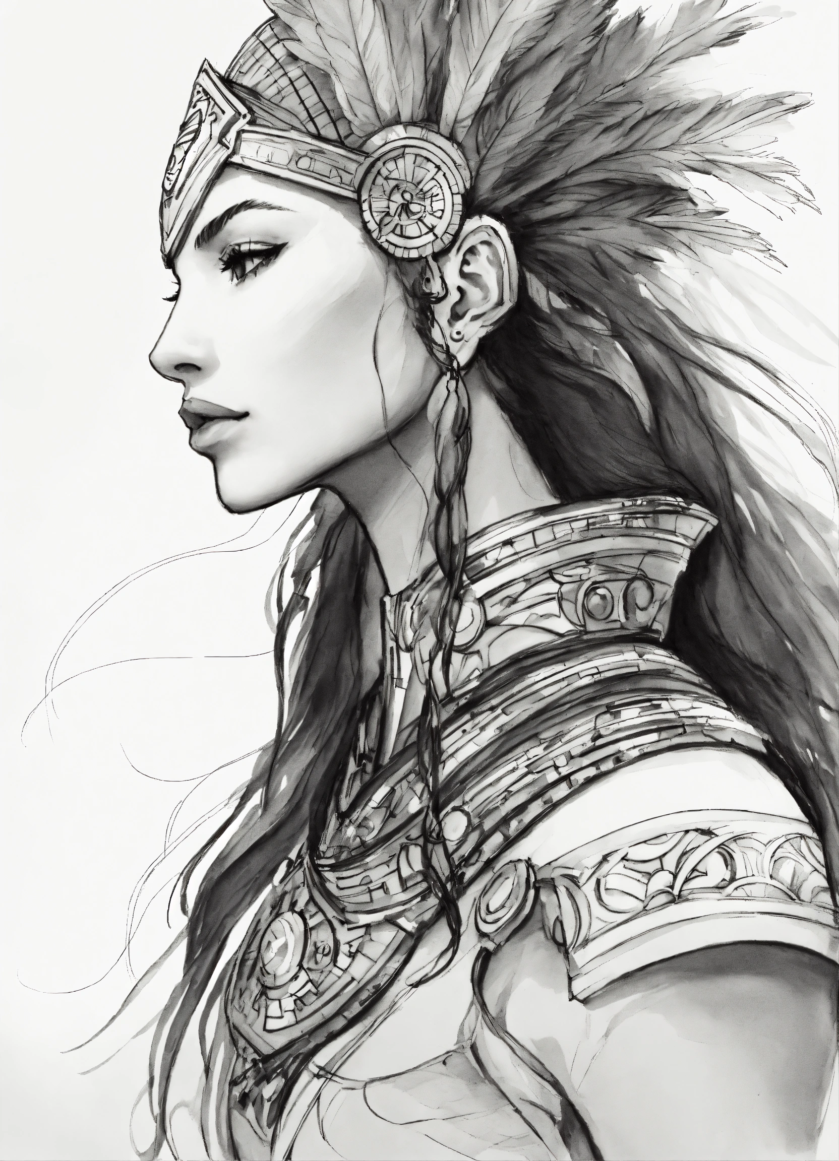 Lexica - Pen sketch of just the profile of an inner goddess in warrior ...