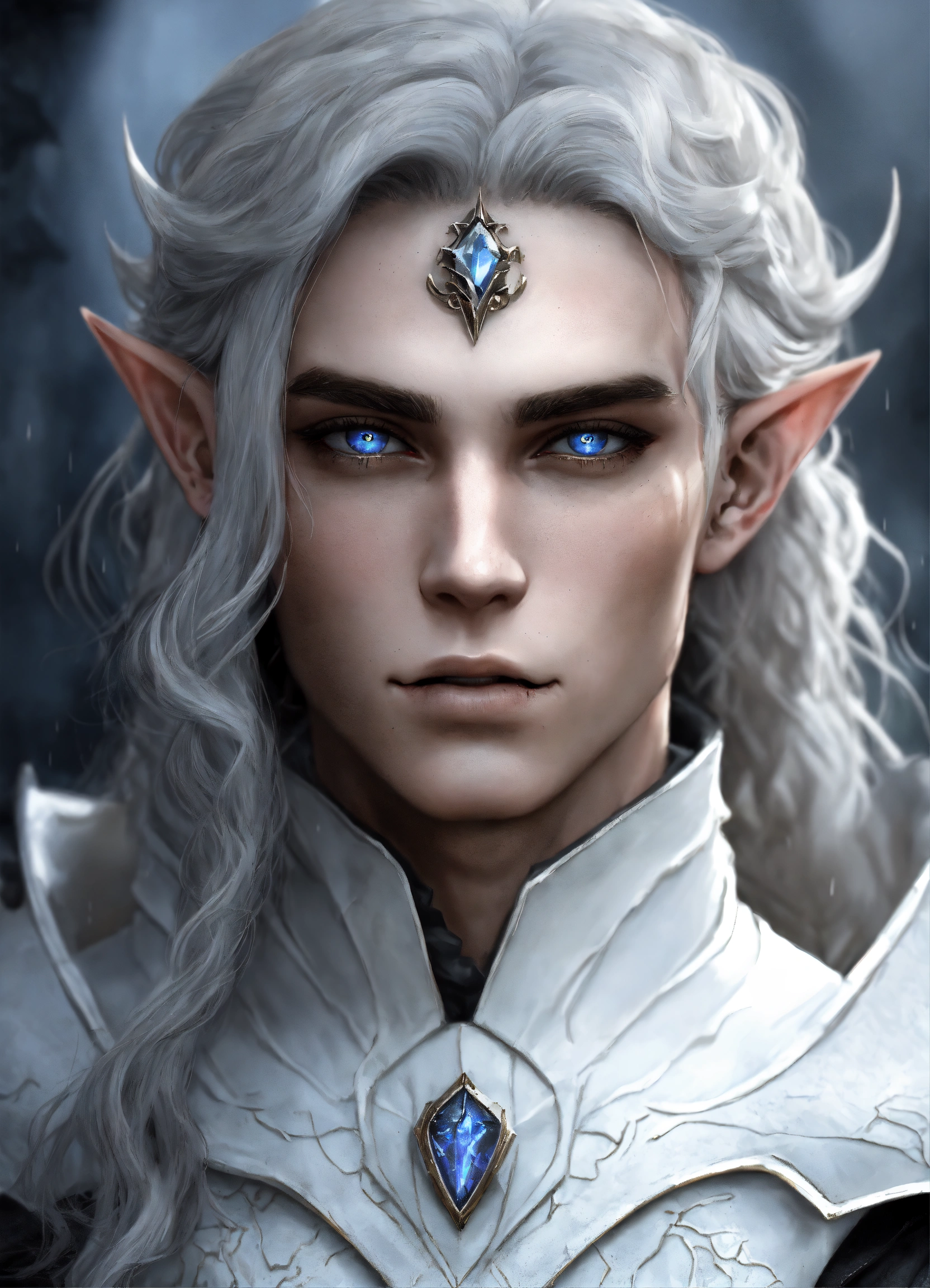 Lexica - Fantasy portrait of a ash-grey skinned elf, masculine ...