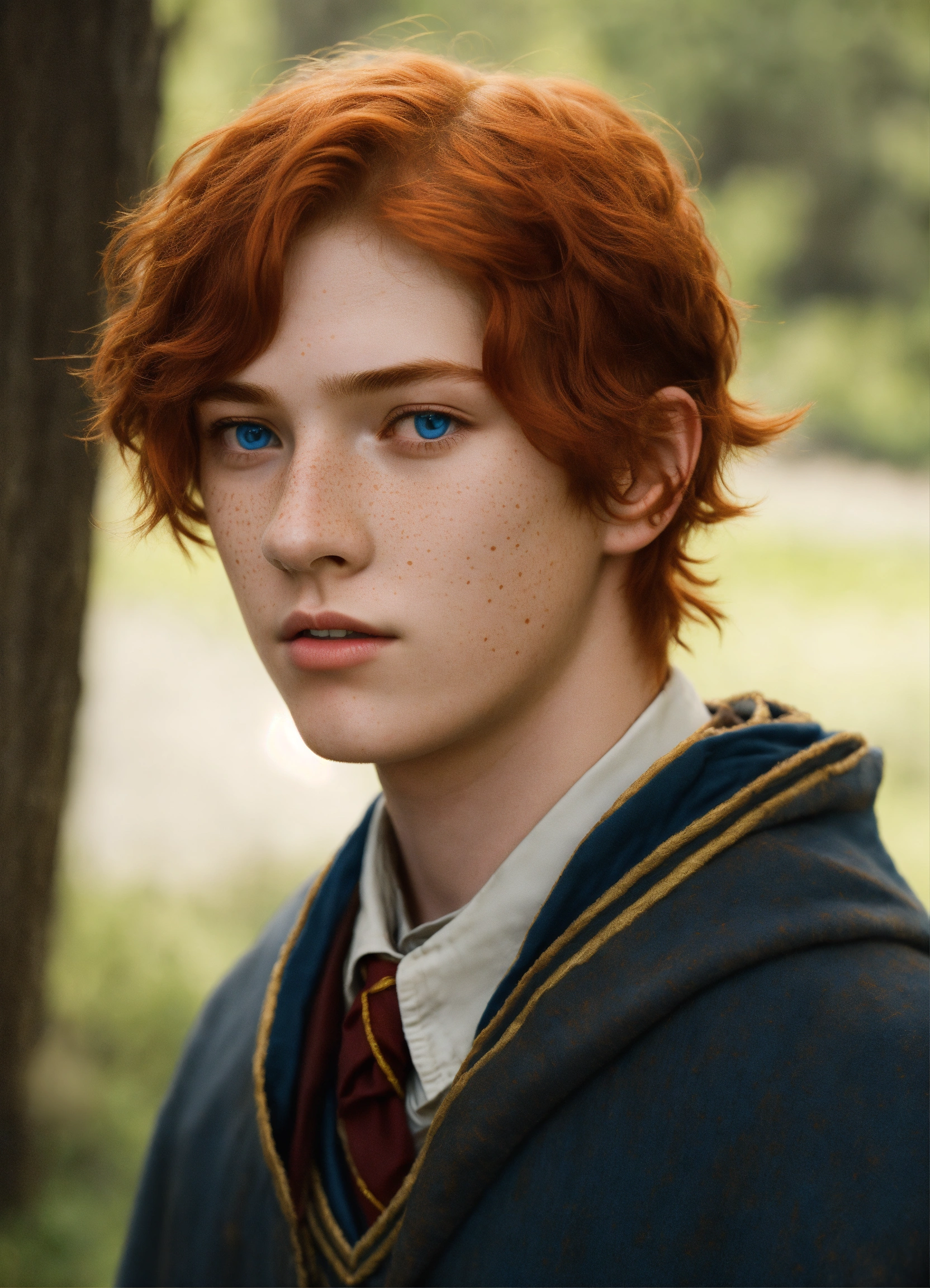 Lexica - 15-year-old male, red hair, blue eyes, tall, thin and gangling ...