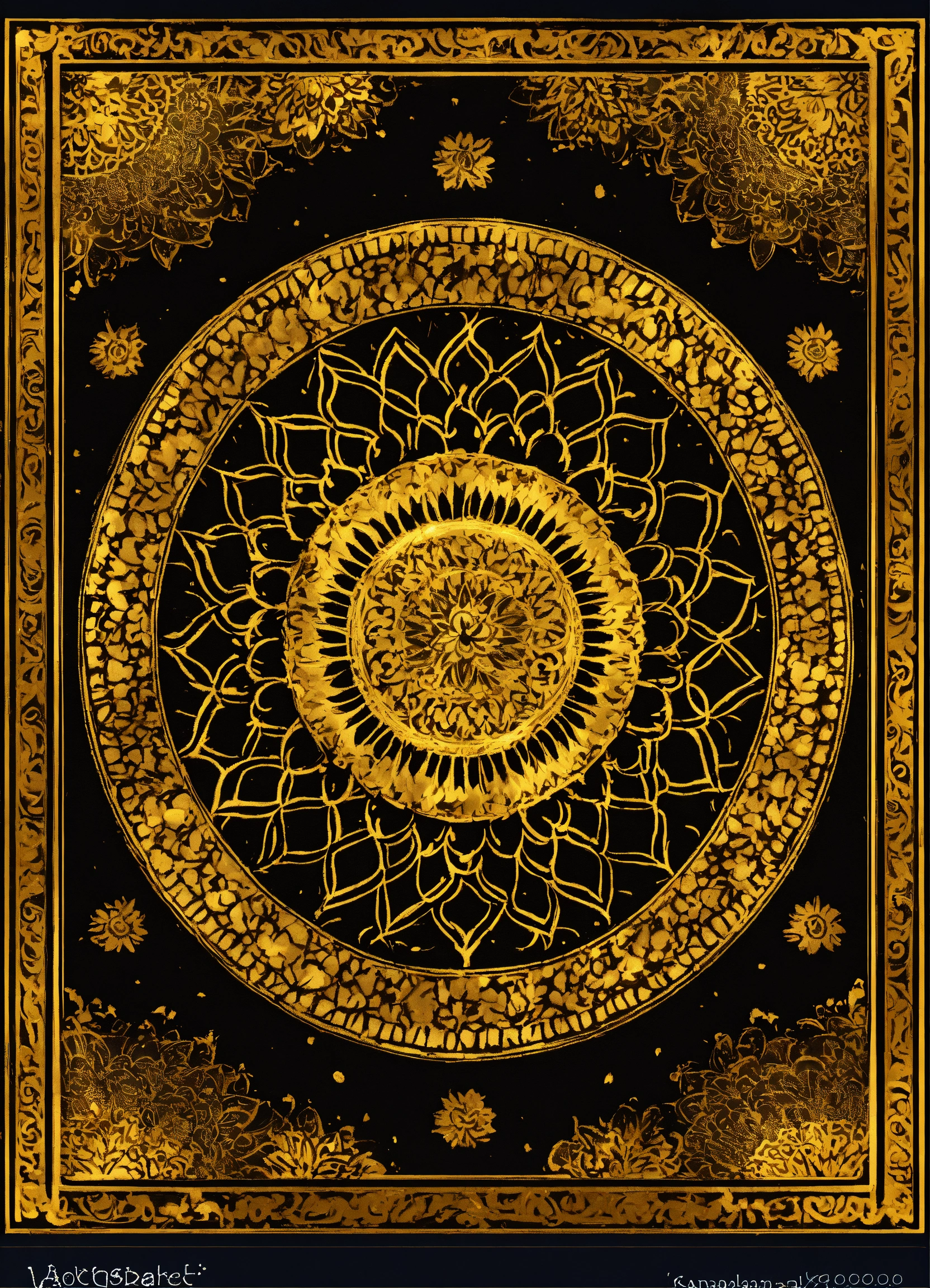 Lexica - Golden and black Mandala Art Background With Border Invitation ...