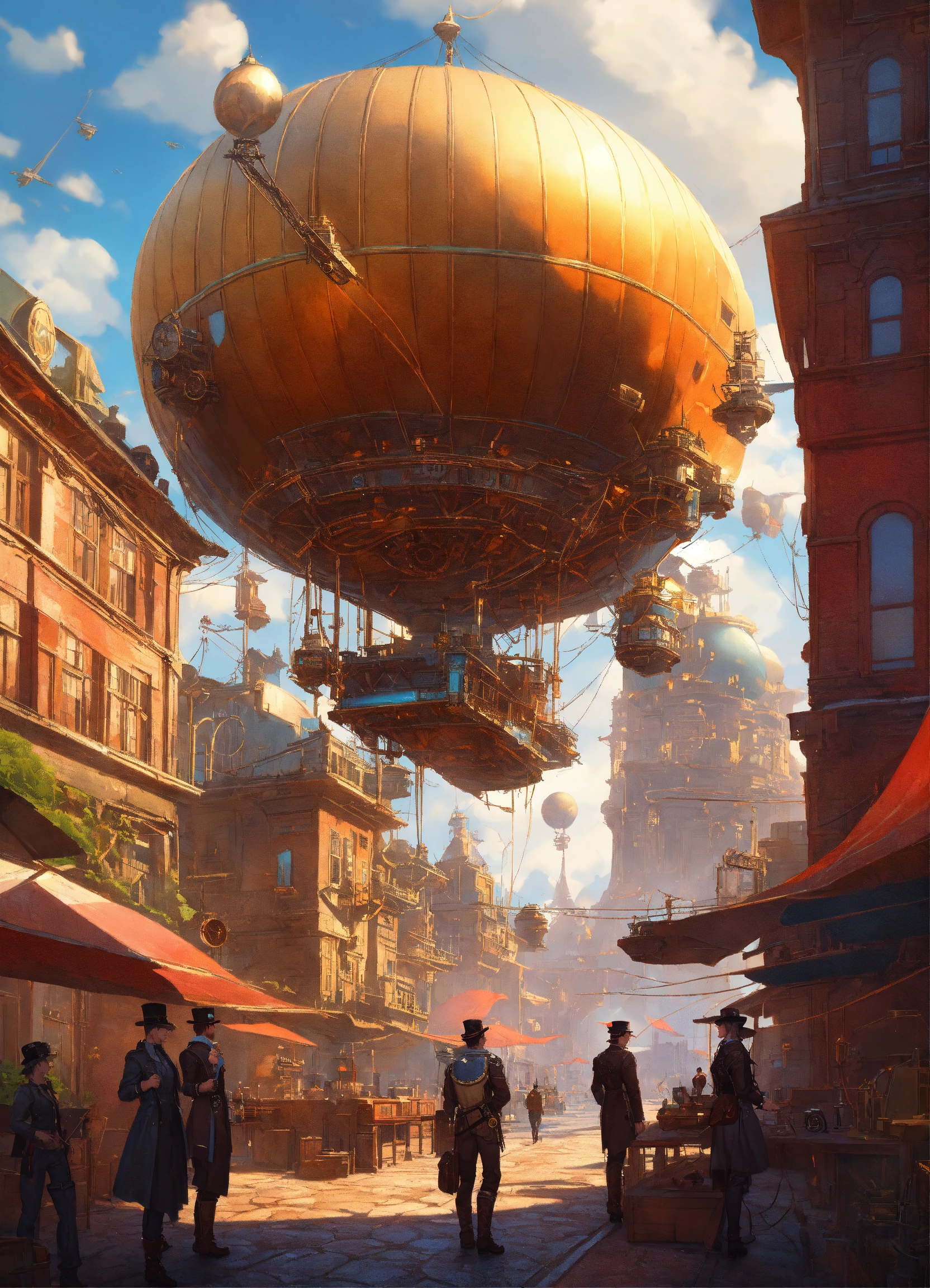 Lexica - Steampunk city, airships in the sky, stephen bliss, unreal ...