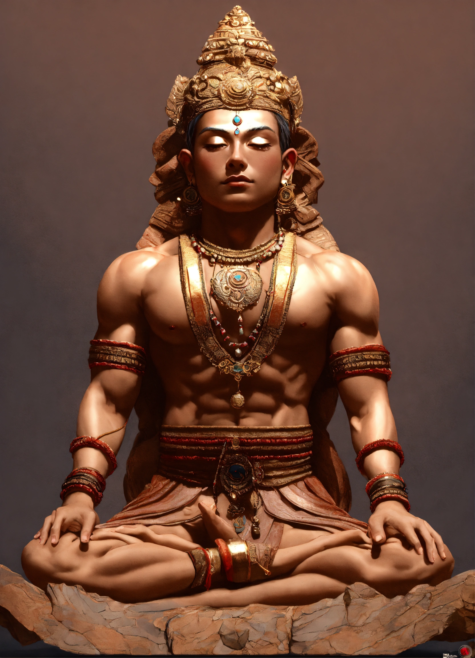 Lexica - Indian mec, athletic, levitate, lotus position, eyes open ...