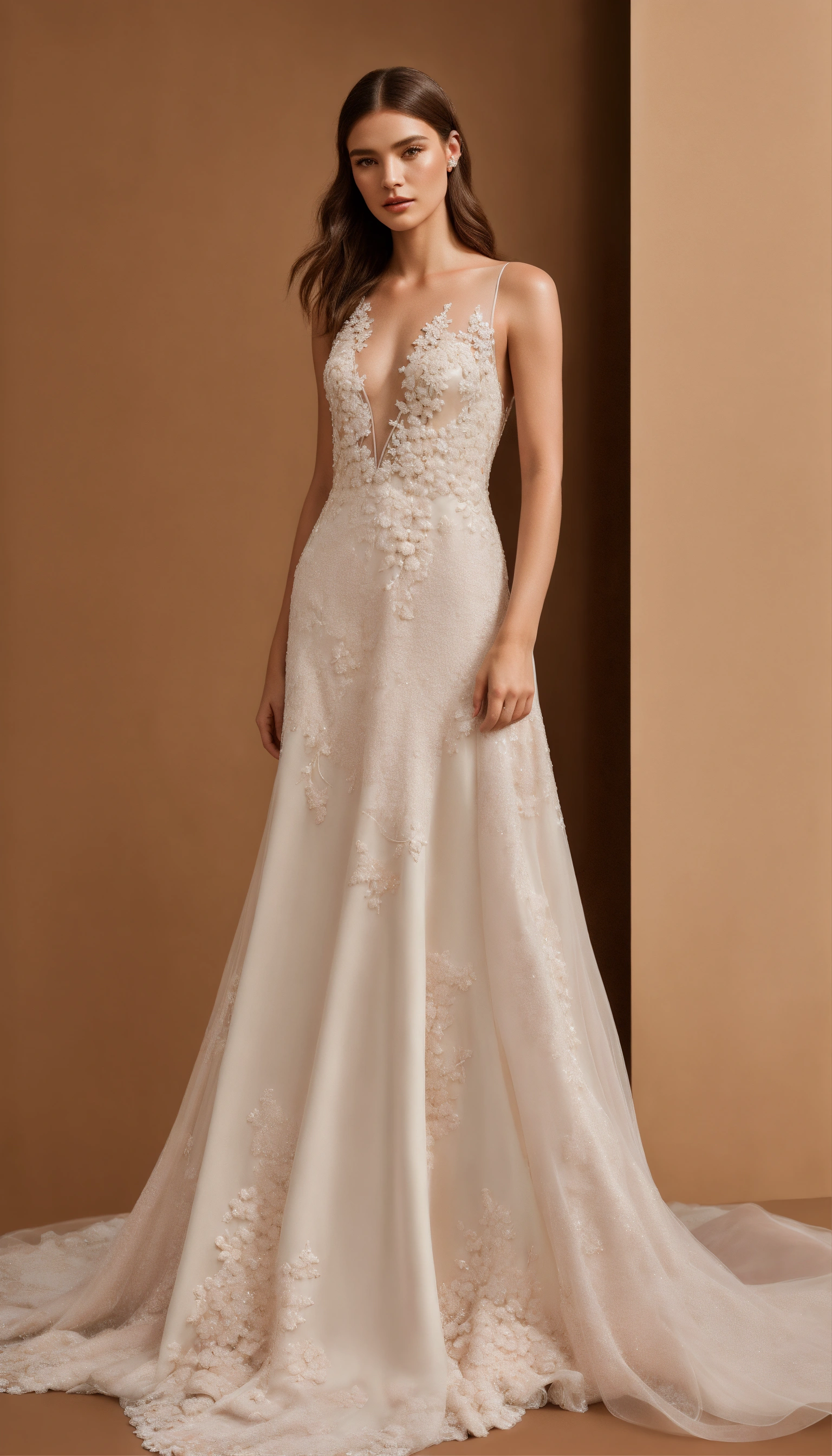 Lexica - Create a realistic photo of a fluid, minimalist wedding dress ...