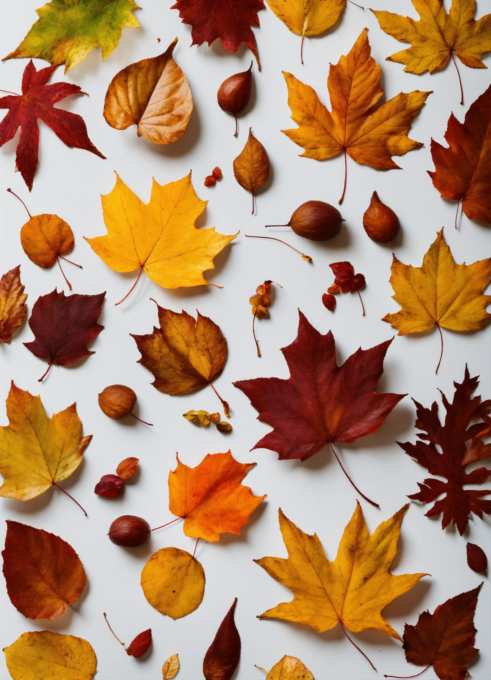 Lexica - Create a circle of Autumn leaves on a white background