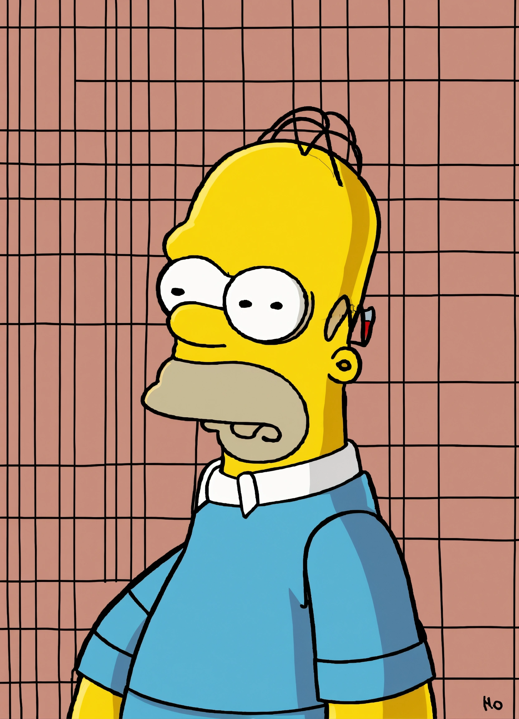 Lexica - Badly drawn Homer Simpson with his stubble line covering over ...