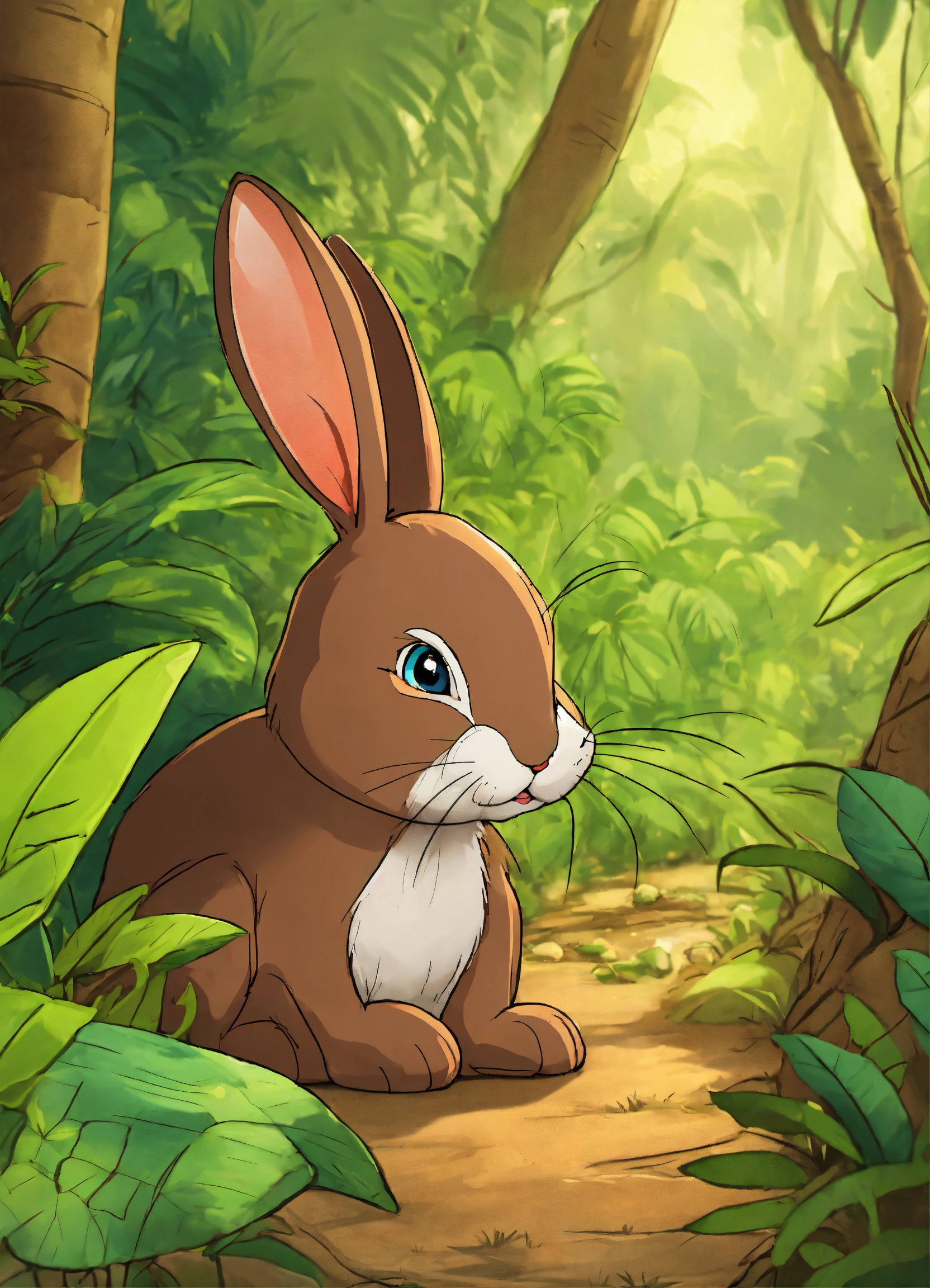 Lexica - Cartoon in a jungle one rabbit was there he was proud about ...