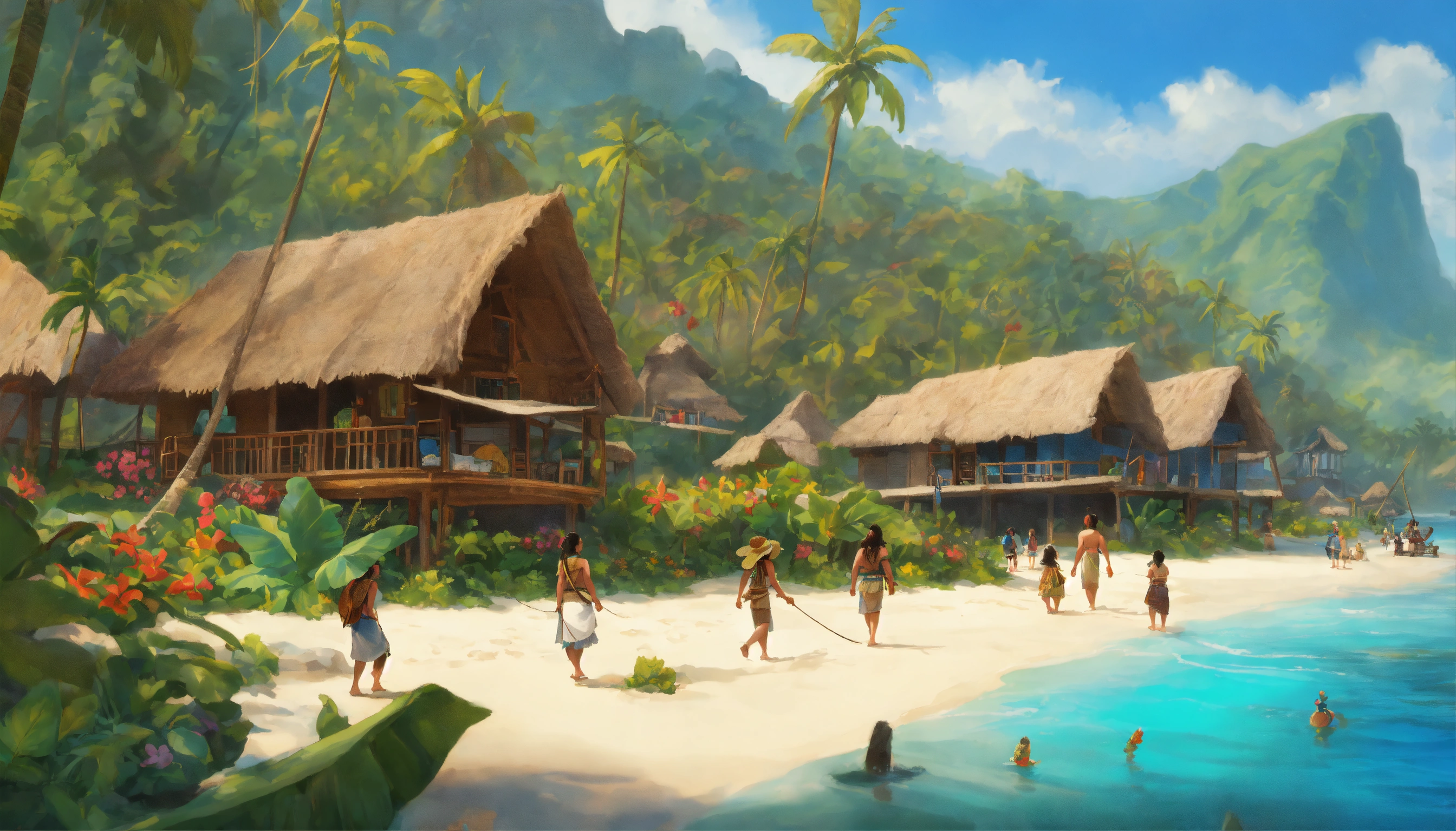 Lexica - Concept art of tropical village, Polynesian, fantasy, moana ...