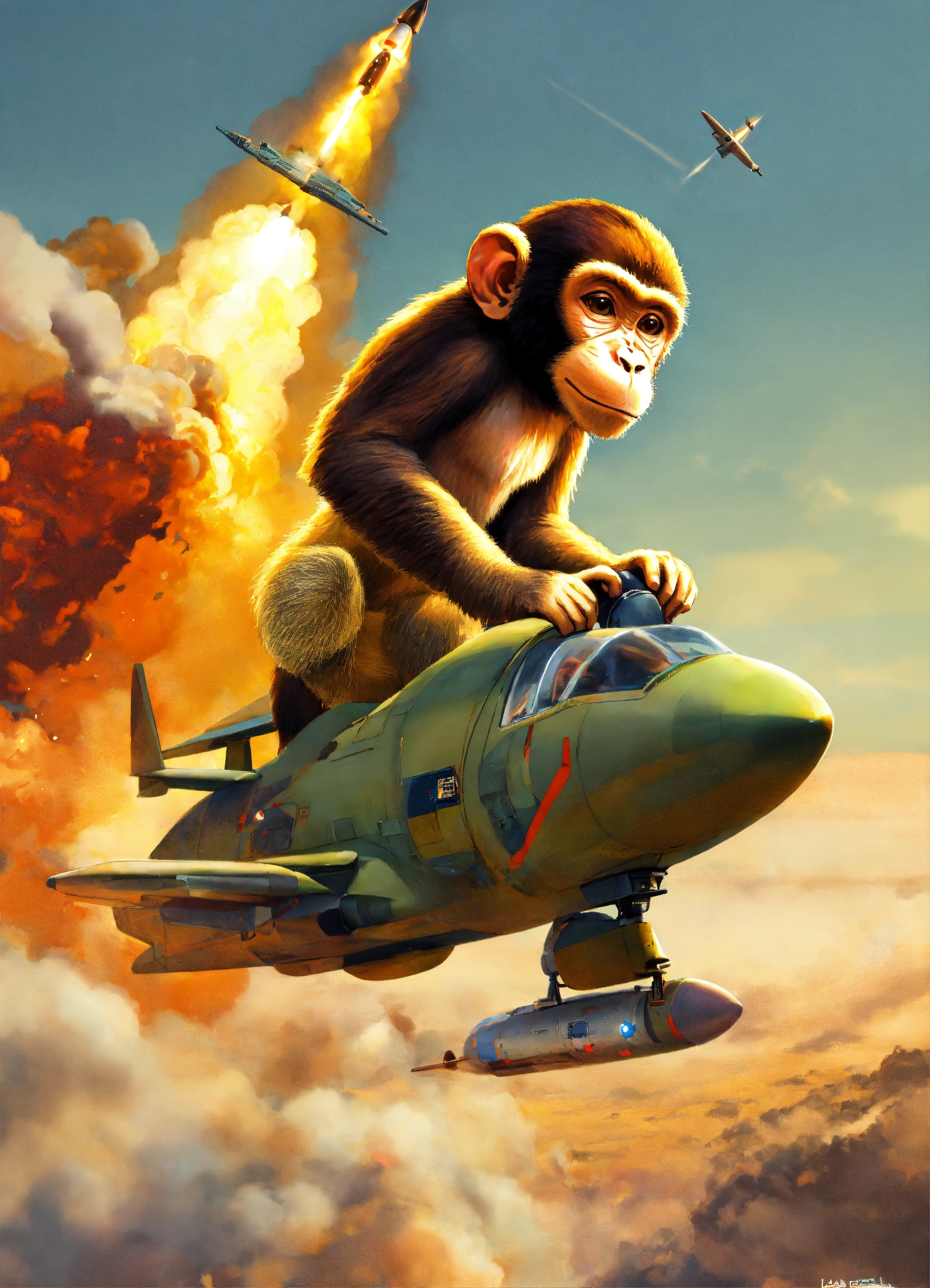 Lexica - A monkey rides a missile
