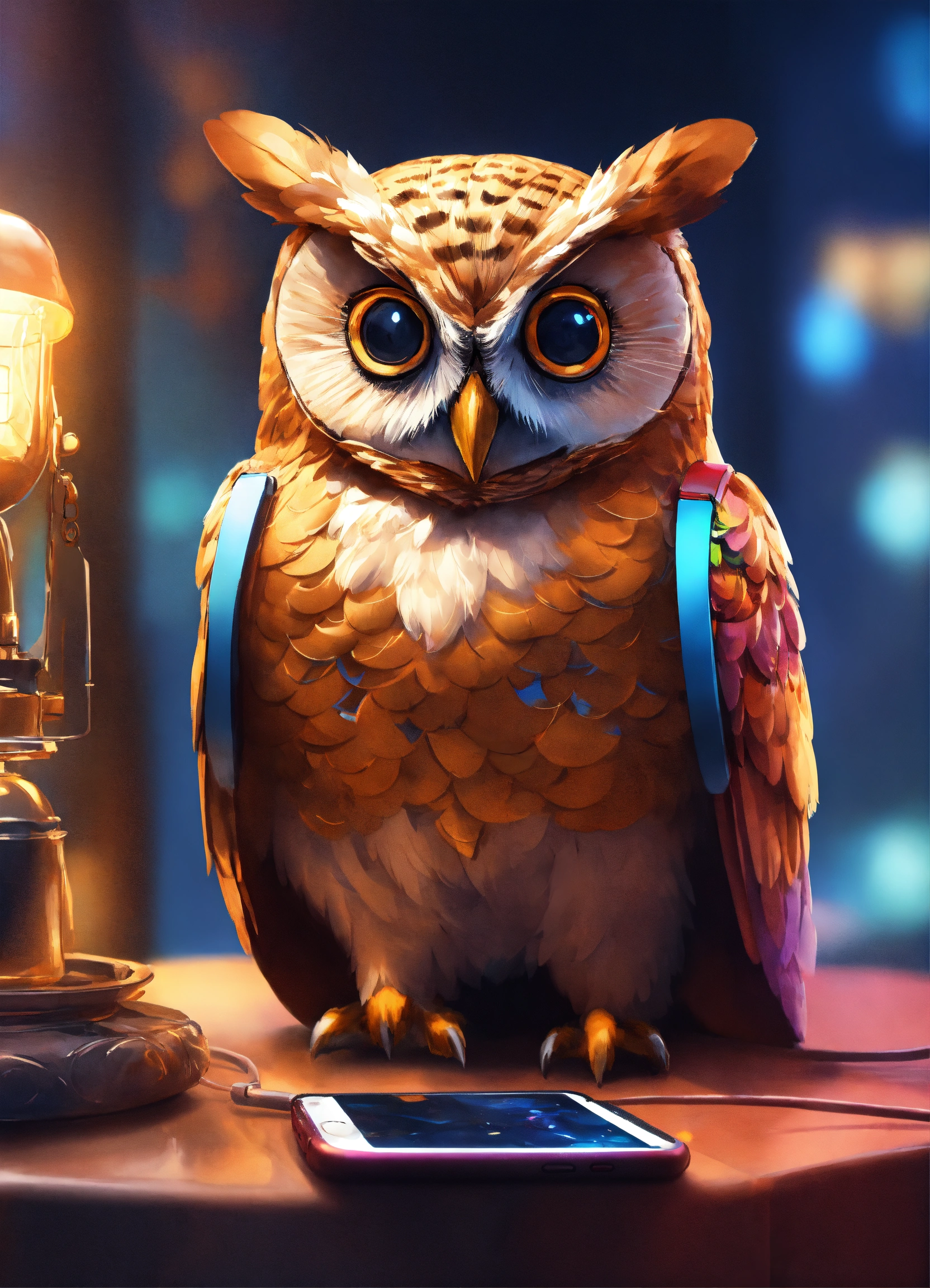 Lexica - Owl looking at a phone, elegant, digital painting, sharp focus ...