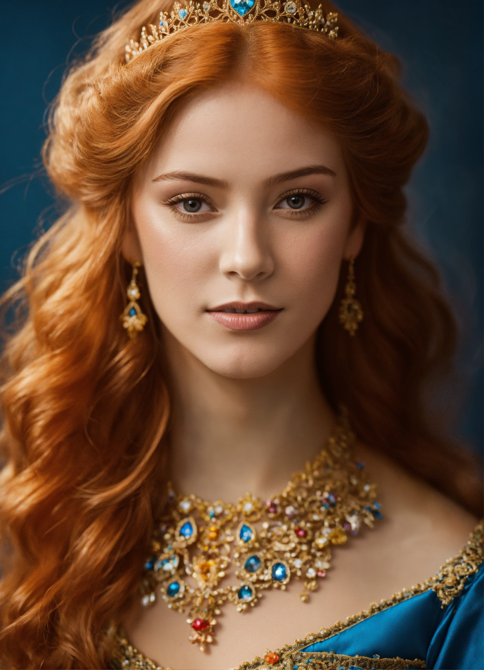Lexica - Princesse rousse qui hésite à embrasser un prince