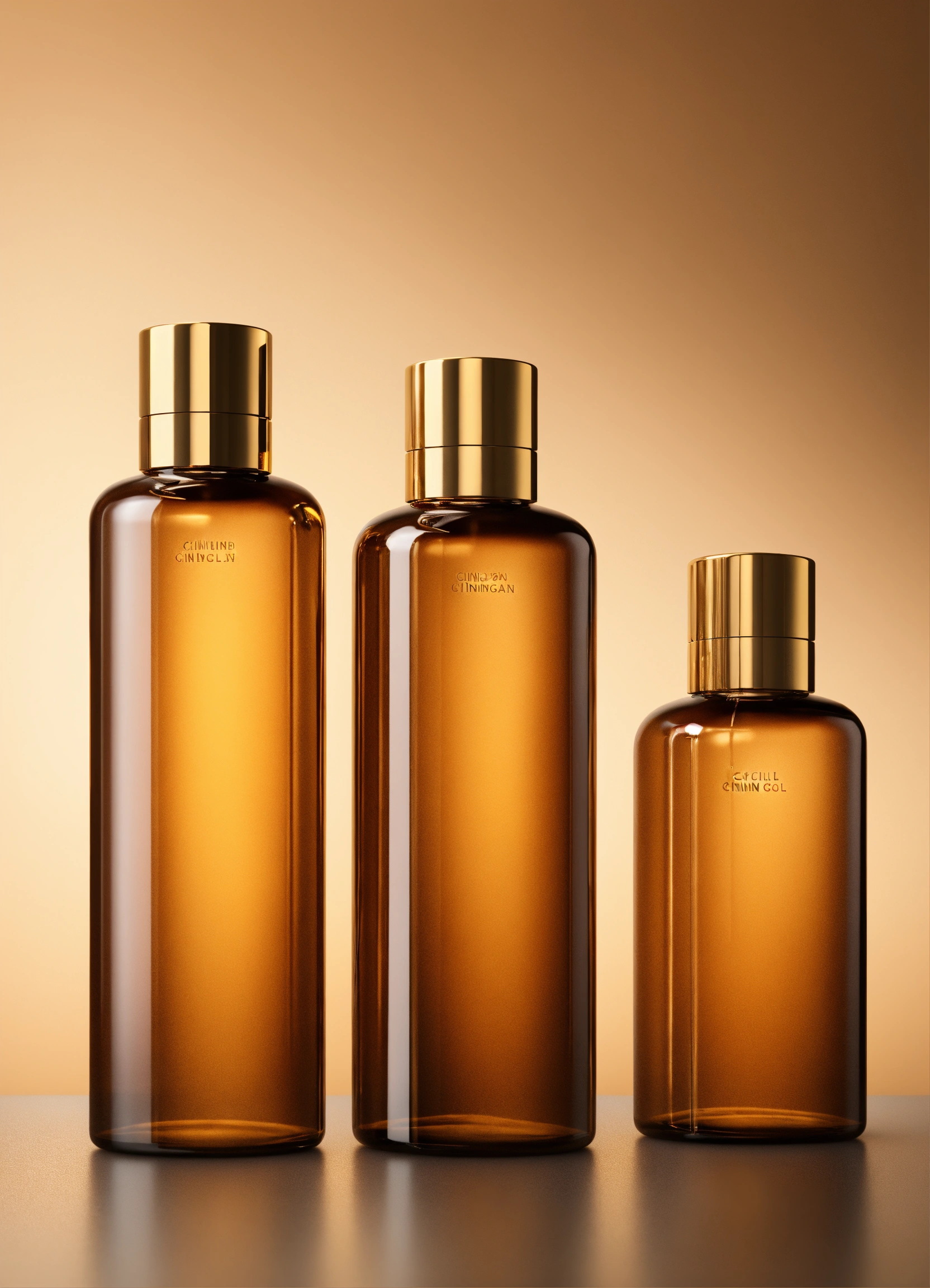 Lexica - Mockup 3 Brown glass cylindrical cologne bottles with gold lid ...