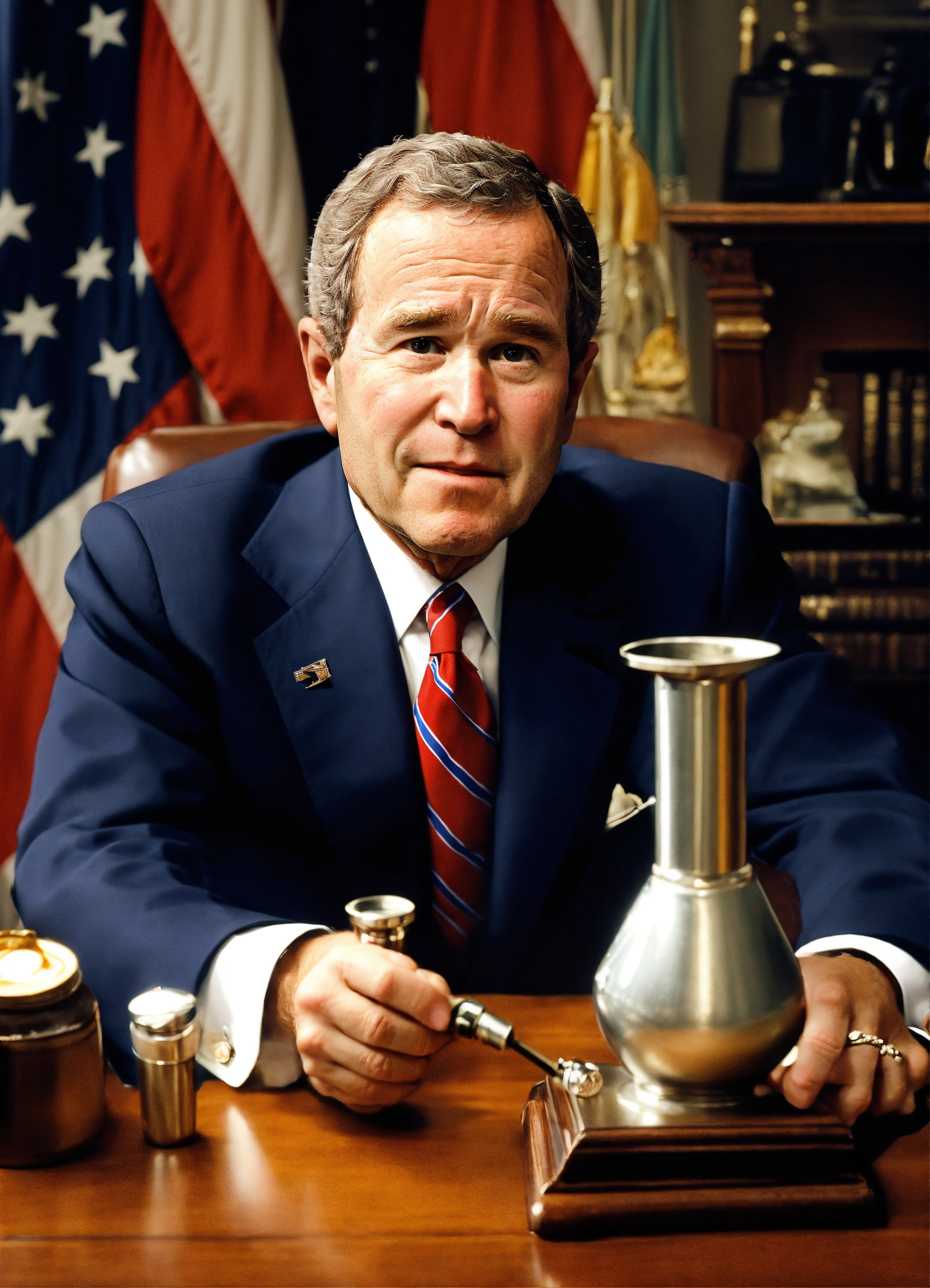 Lexica - Generate a picture of George Bush Junior showing a little ...