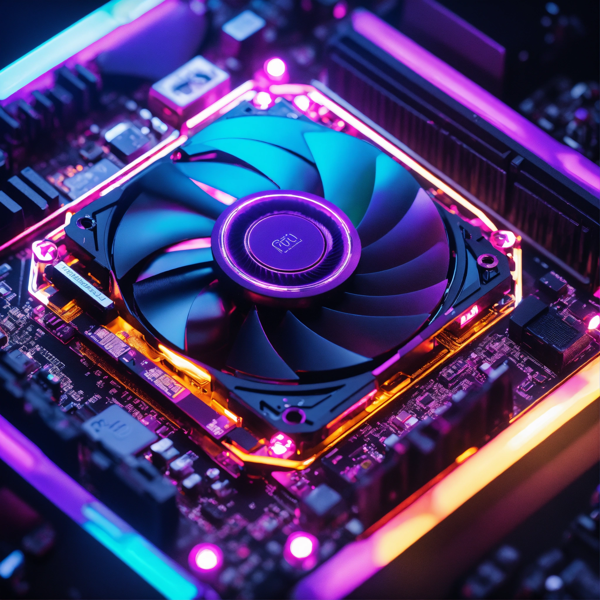Lexica - Videocard with fans, futuristic, blue and purple with black ...