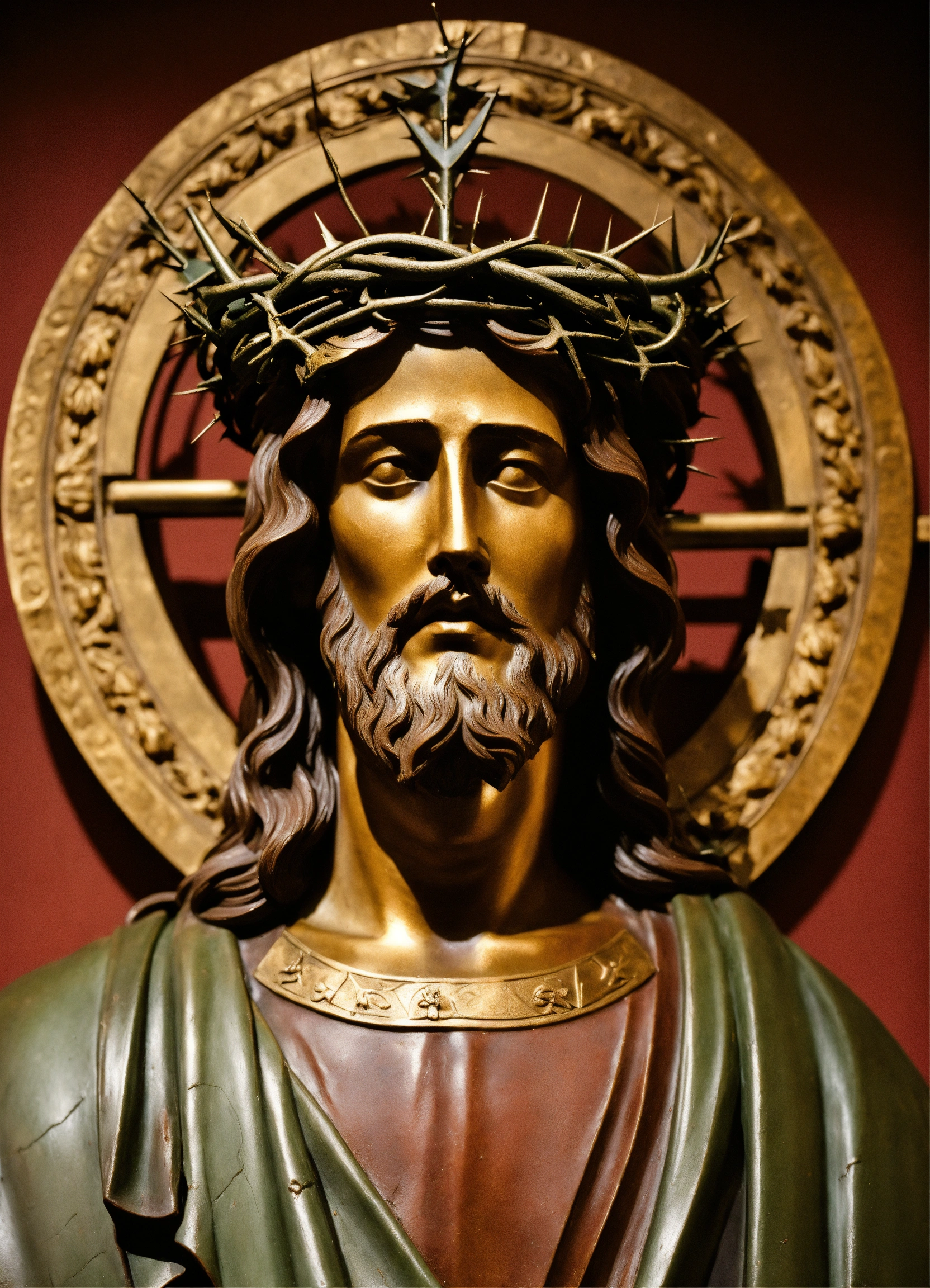 Lexica - Portrait of Jesus with a crown of thorns on his head in the ...