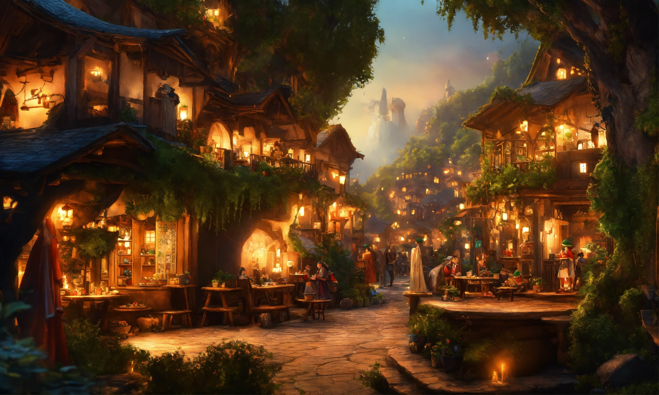 Lexica - Epic shot of ultra detailed and cozy elves city with some ...