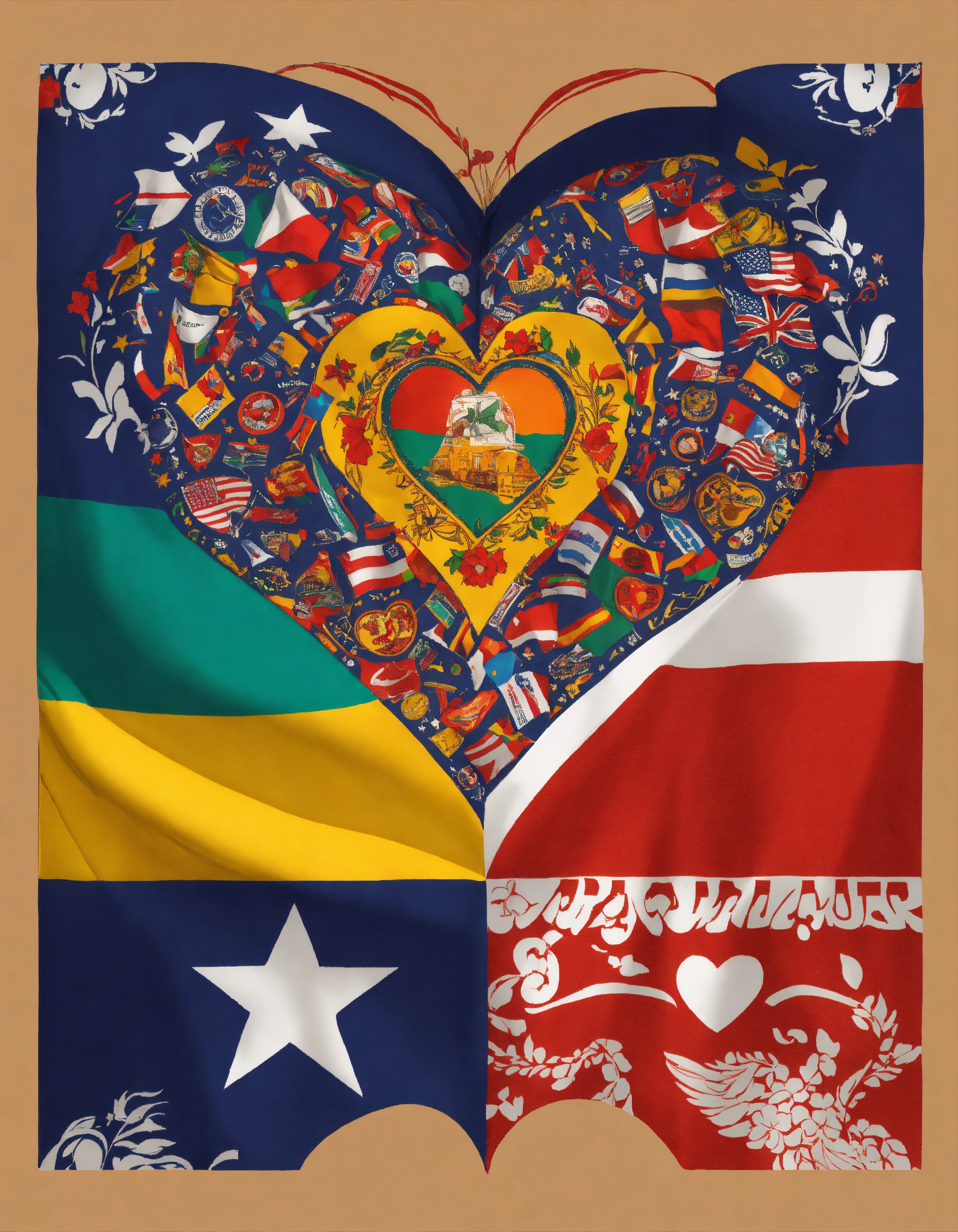Lexica - Design for t shirt Heart-shaped flags Hispanic Heritage, Union ...
