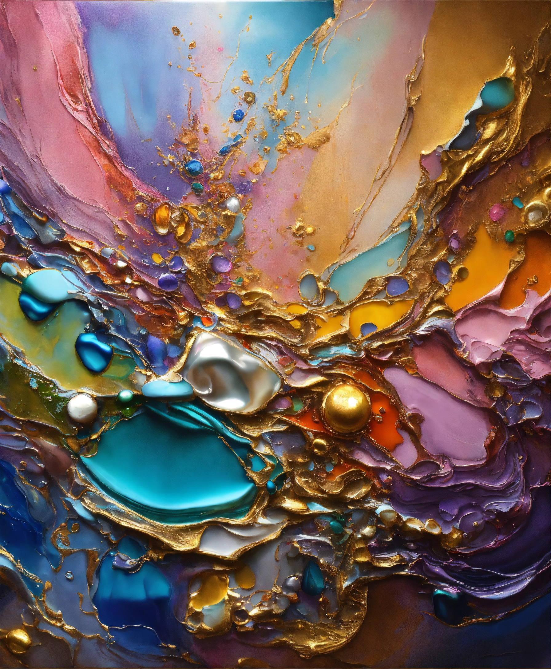 Lexica - Colorful abstract painting oil and water complex complicated ...