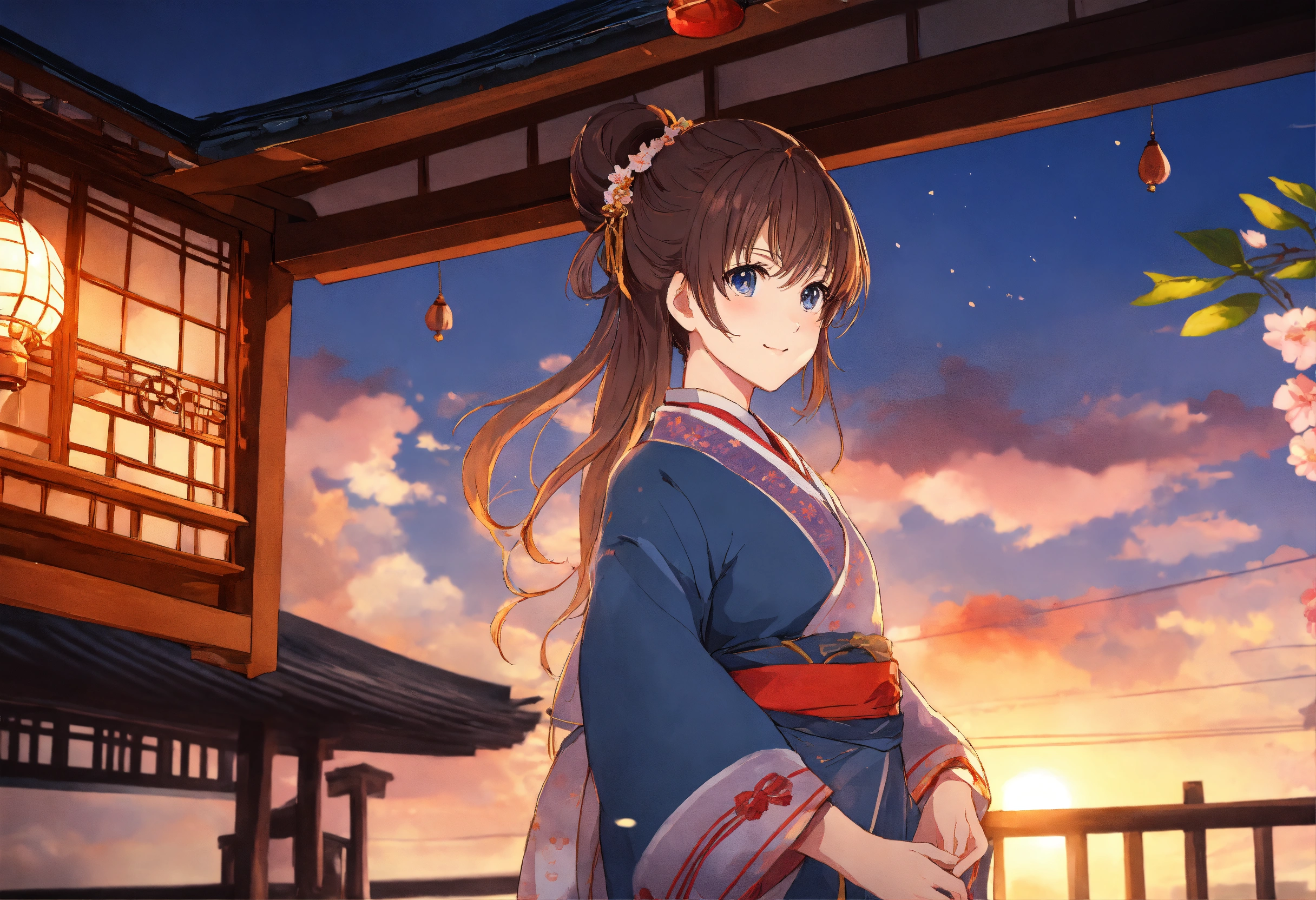 Lexica - Portrait anime scenery, studio A-1 Pictures style, cute face,  traditional attire.