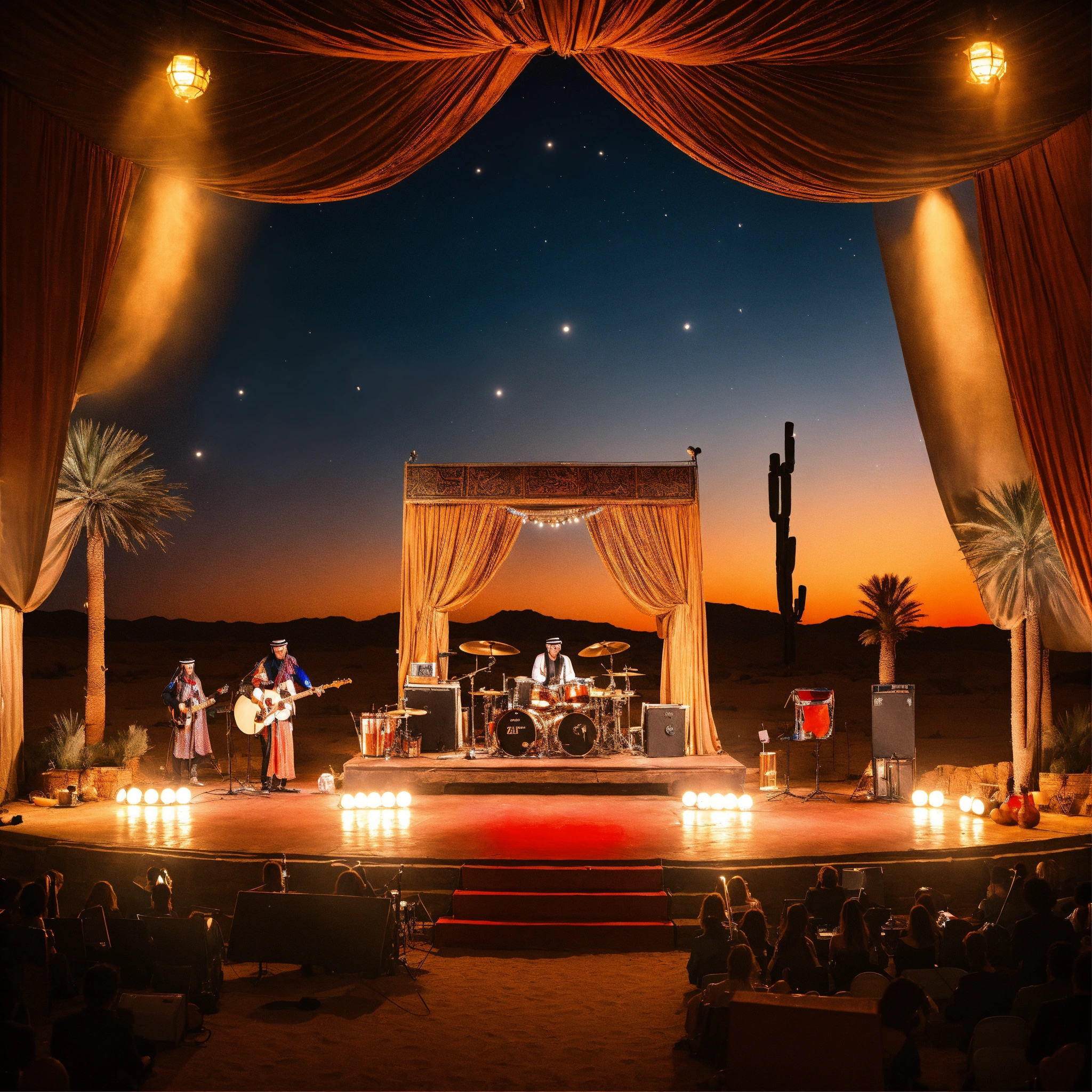 Lexica - Desert Arabian themed concert stage with live music bands
