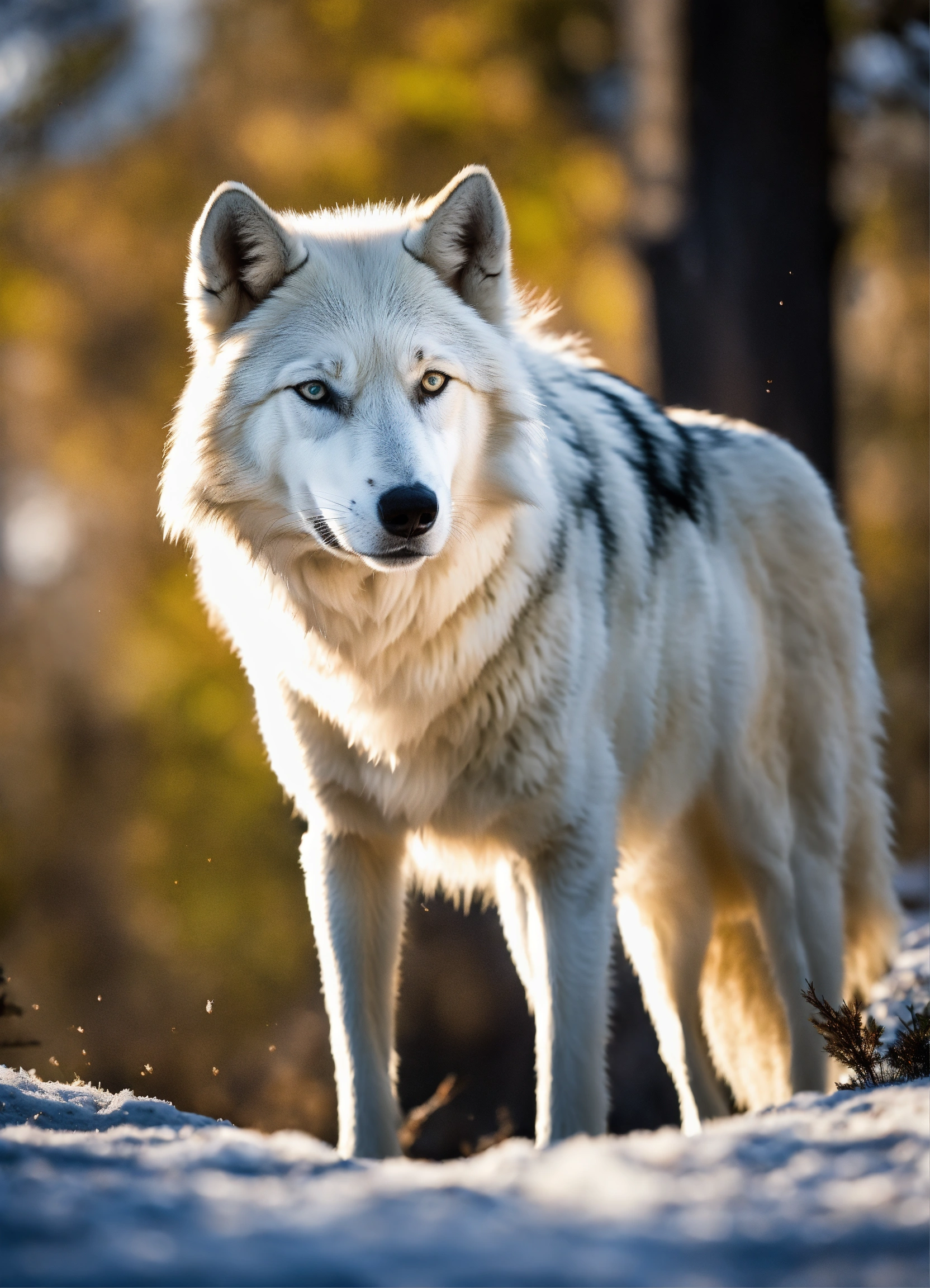 Lexica - A white wolf with a black spot on its chest, spreading out in ...