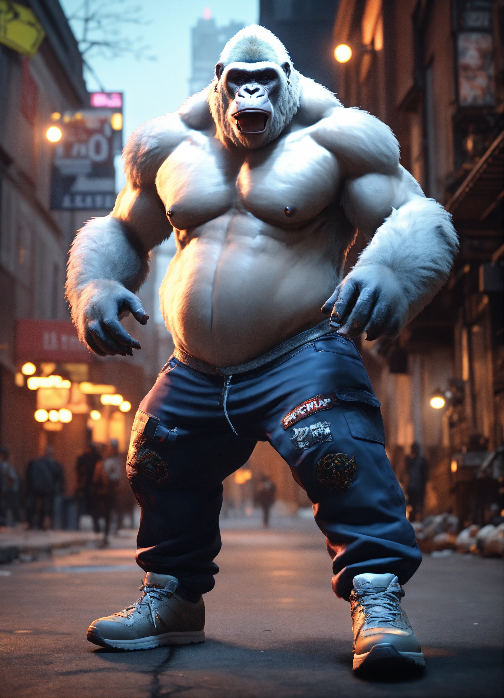 Lexica - A giant rapper white gorilla MC, cinematic lighting, high ...