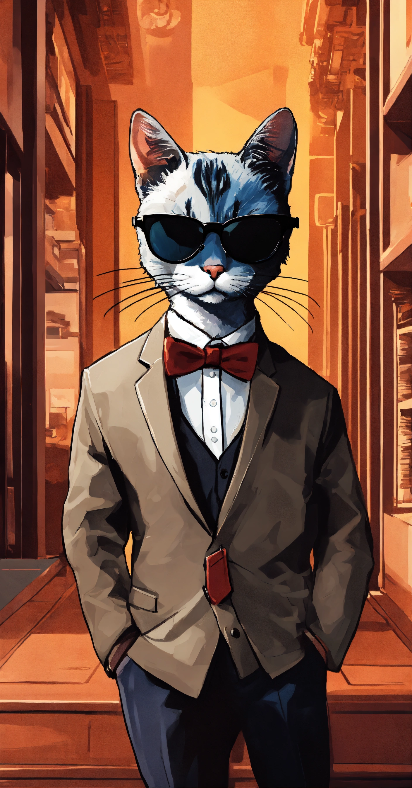 Lexica - Generate an image of a cat a spy mission as a secret agent ...