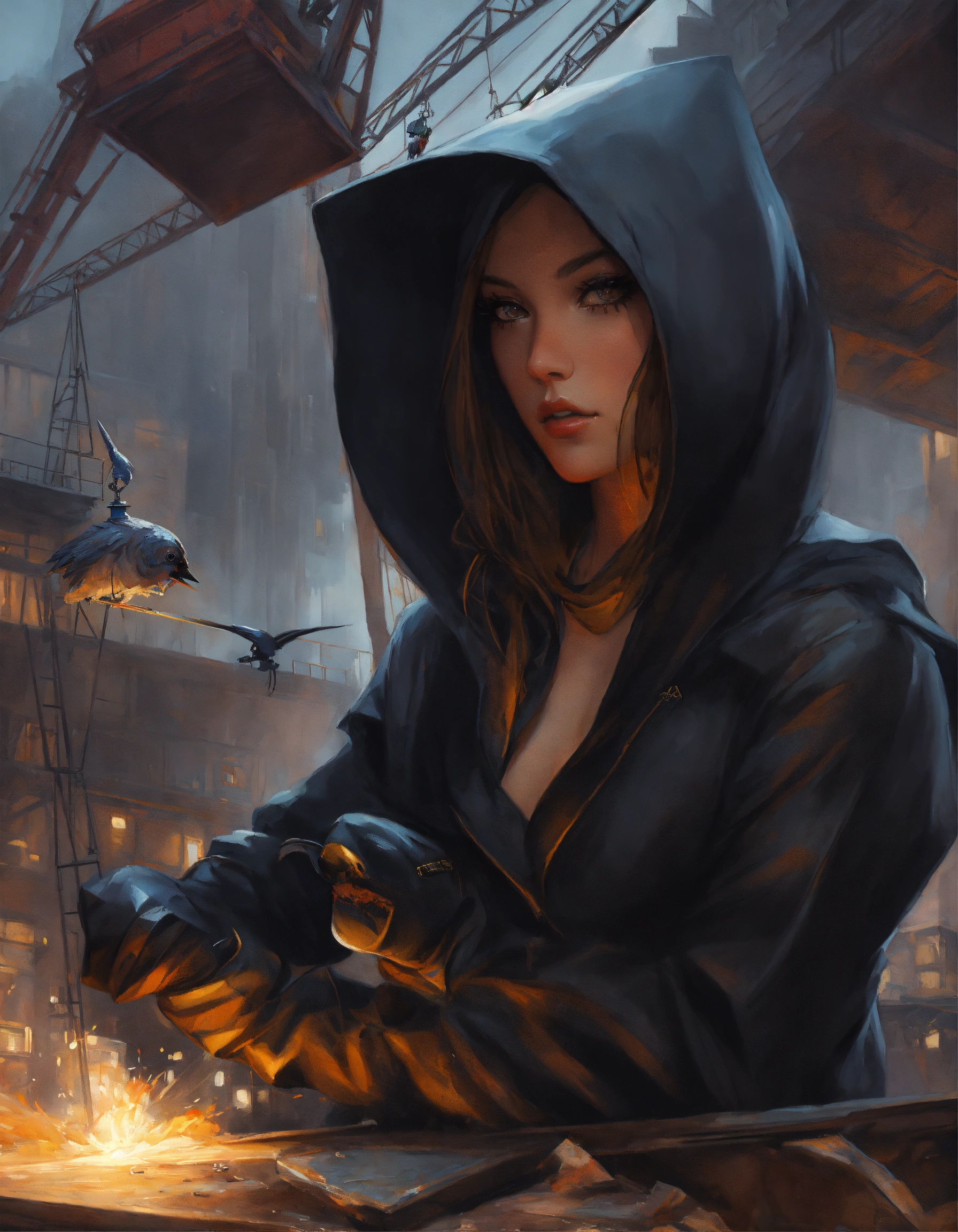 Lexica - Fantasy Painting, female Thief in black fitting cowl ...
