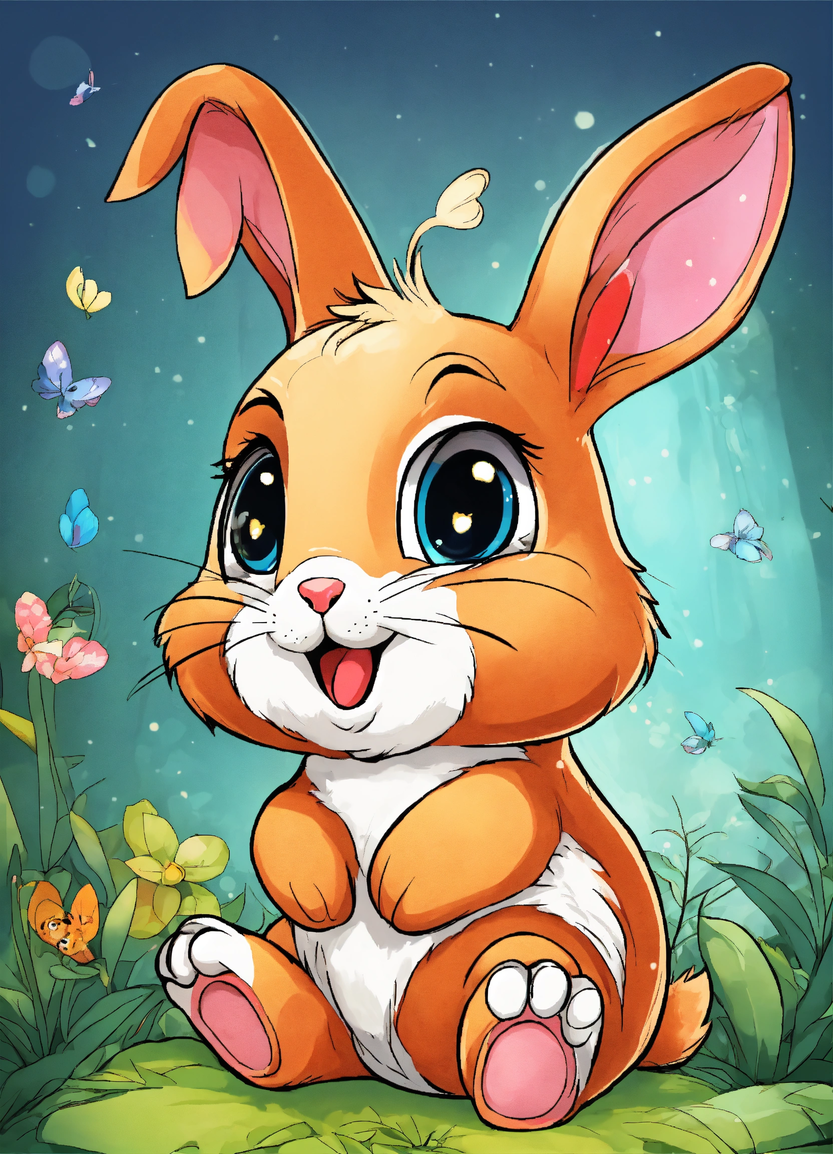 Lexica - Generate a cute little rabbit, super eye-catching illustration ...