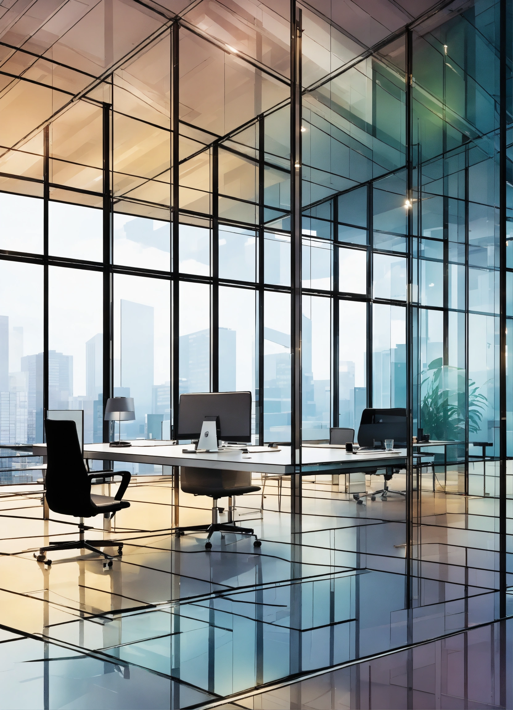 Lexica - Create an illustration of empty modern corporate office ...