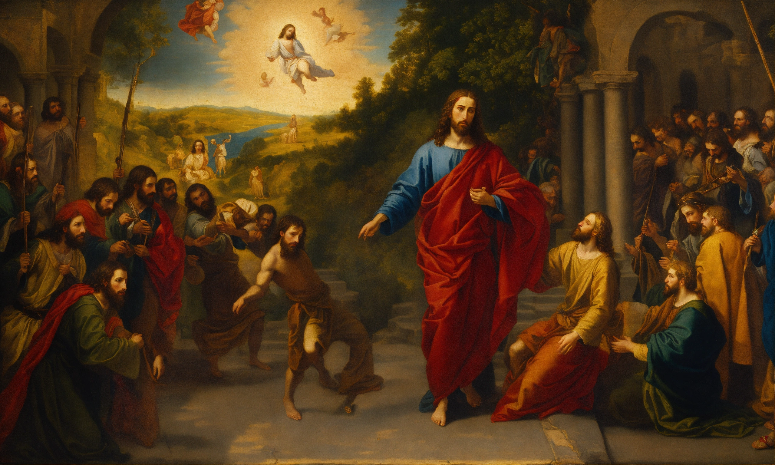 Lexica - Renaissance oil painting of jesus christ descending