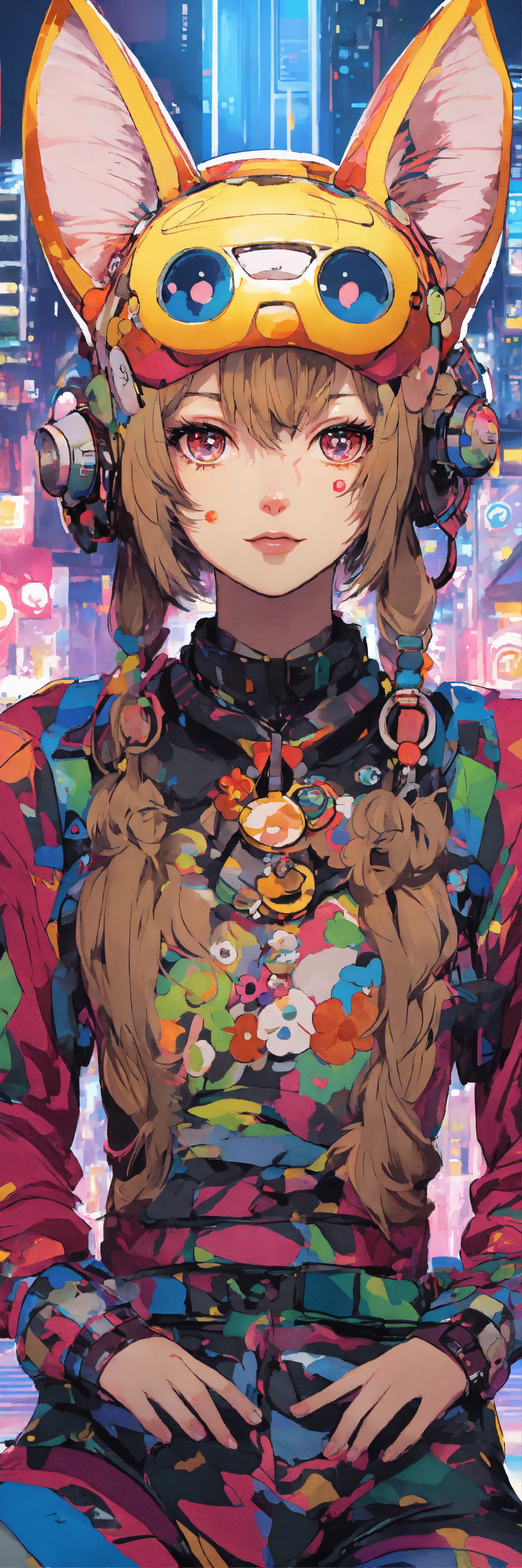 Lexica - Abstract style anime art of a cat girl in cyberpunk, 4k ...