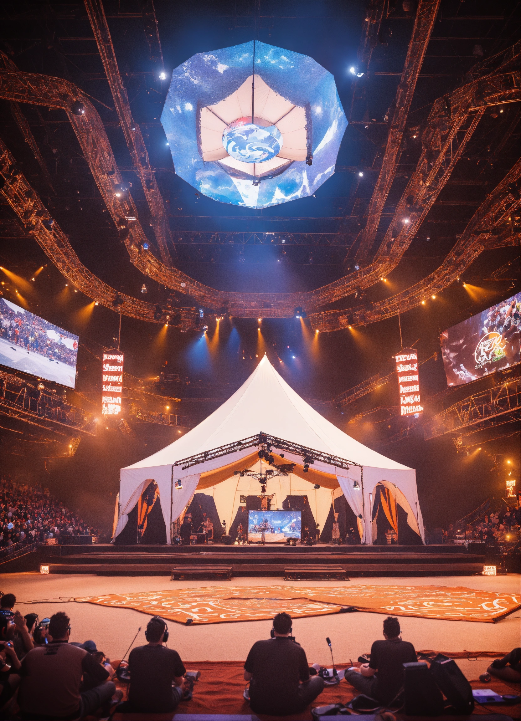Lexica - Generate an image of a small esports venue's desert white tent ...