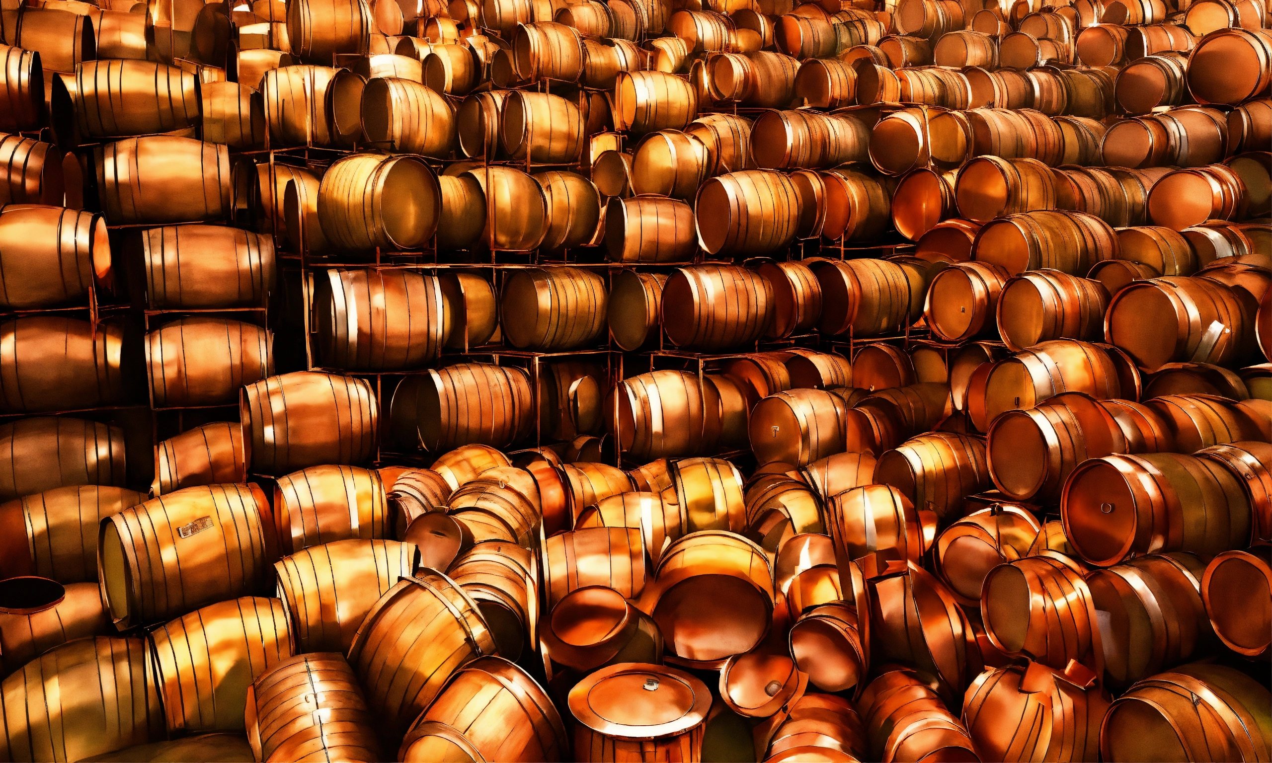 Lexica - Enchanting 1000 wood copper barrels abstract drawings