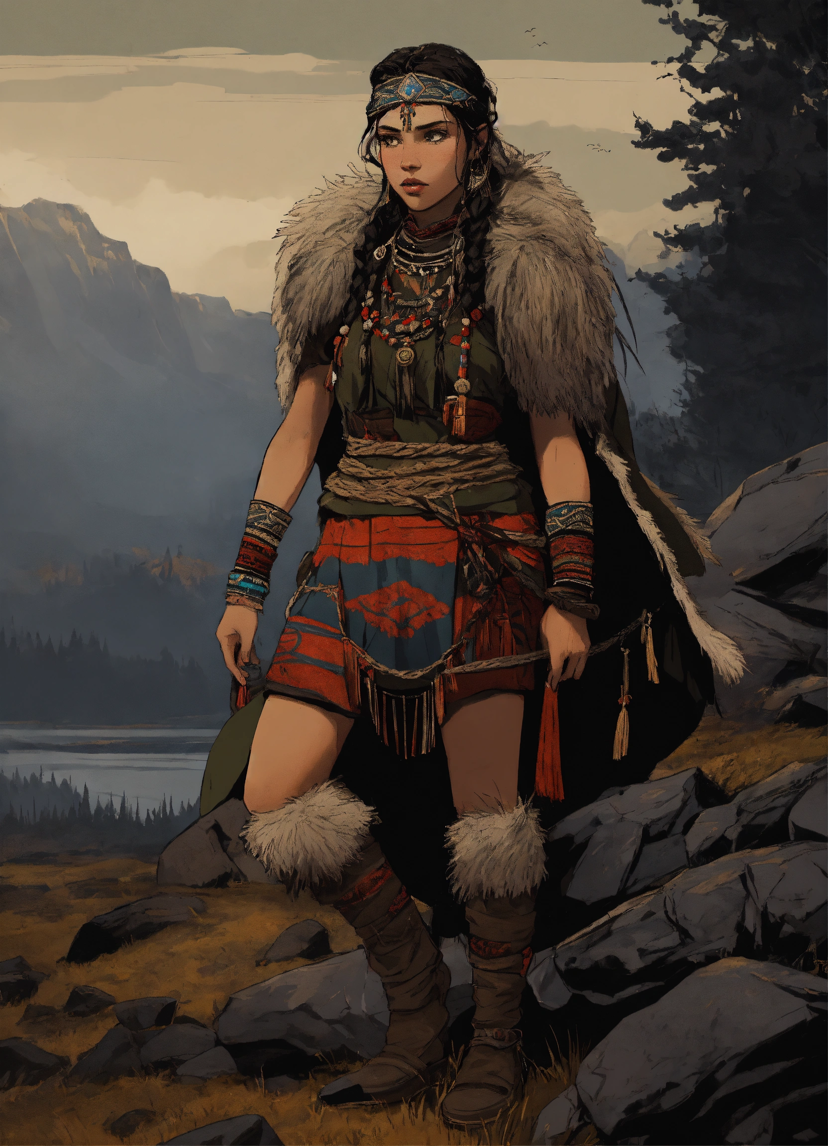 Lexica - Illustration of a young Sámi woman in the style of Bernie ...