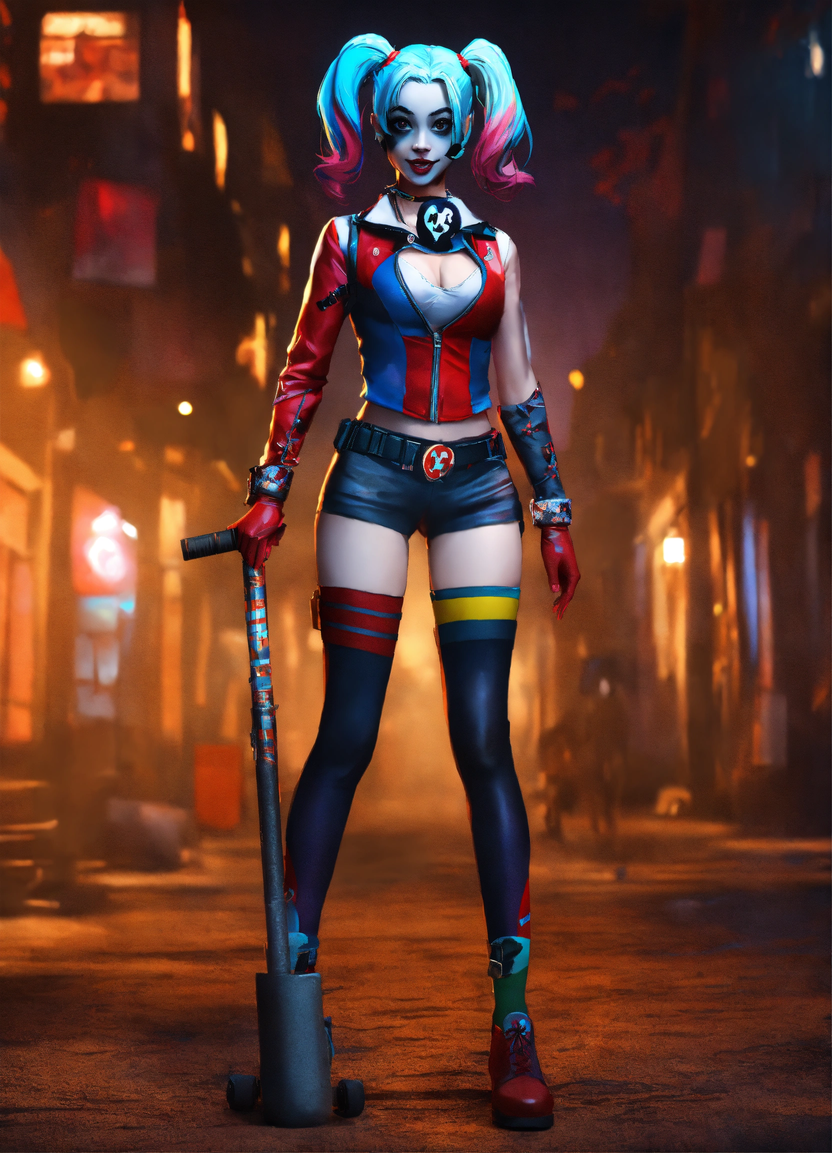 Lexica - Mai, spooky, harley quinn, skinny figure, full body shot