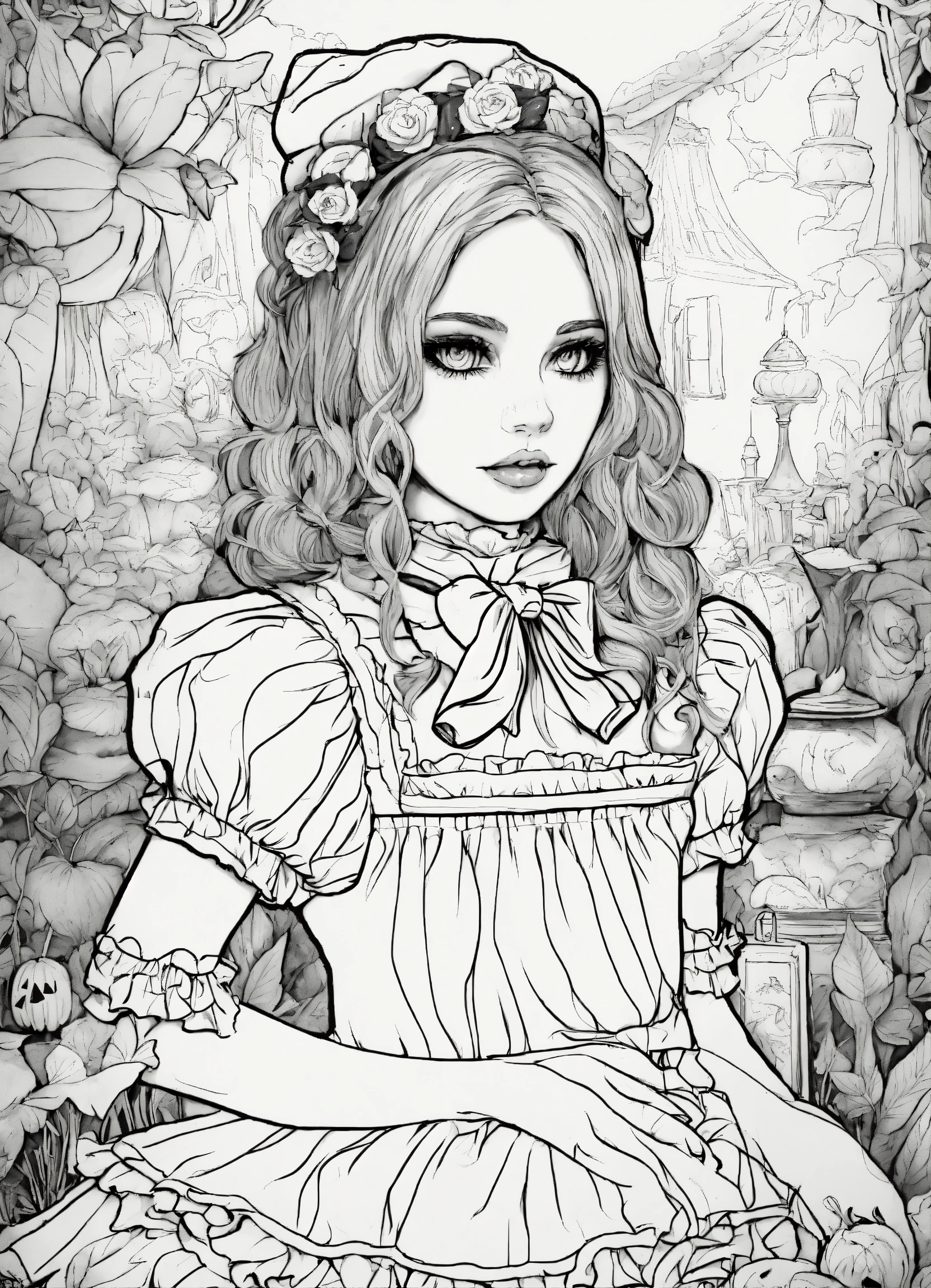 Lexica - Adult Halloween coloring book, Alice in Wonderland with an ...