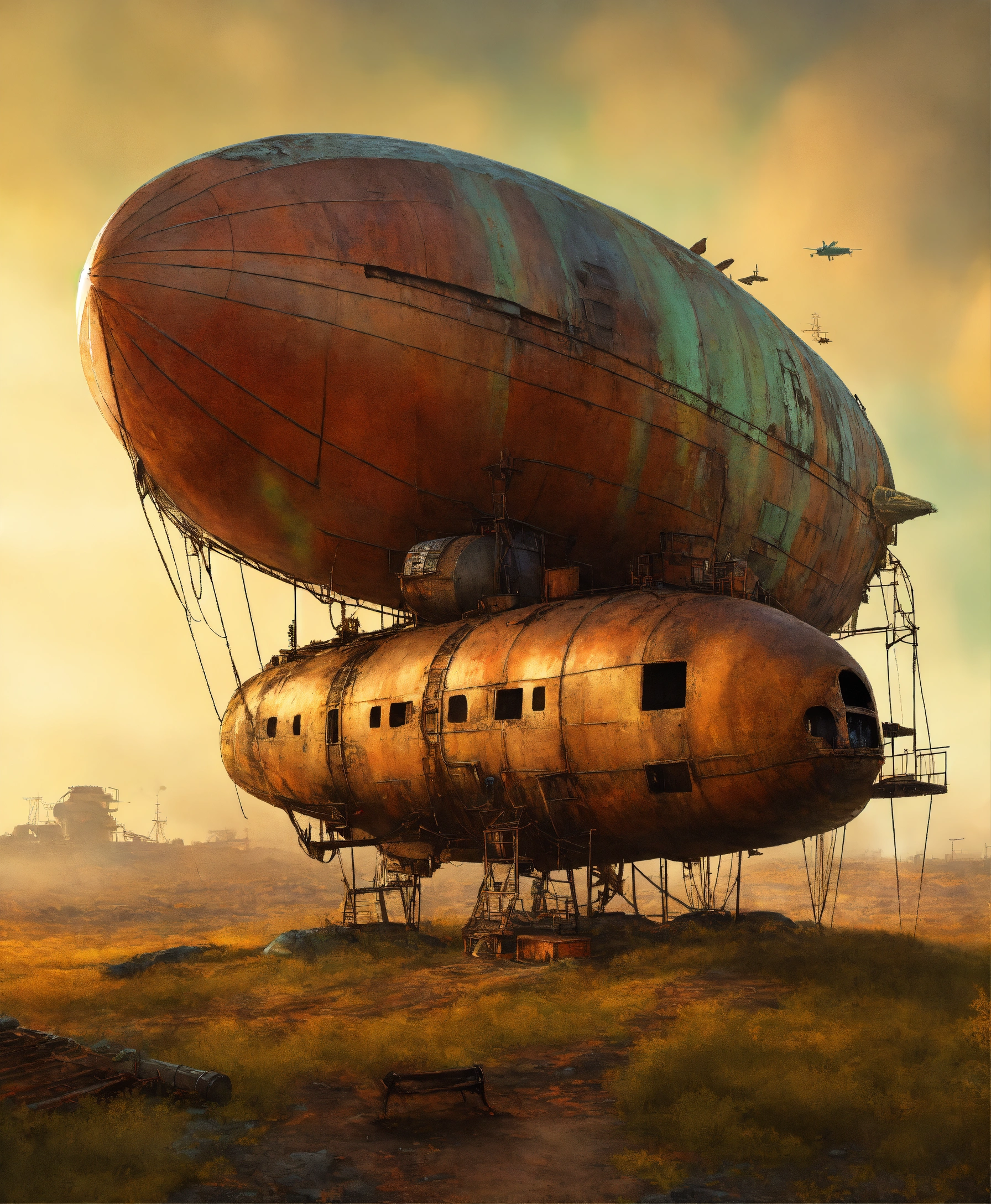 Lexica - A zeppelin in a toxic wasteland, natural rust and grime detail ...