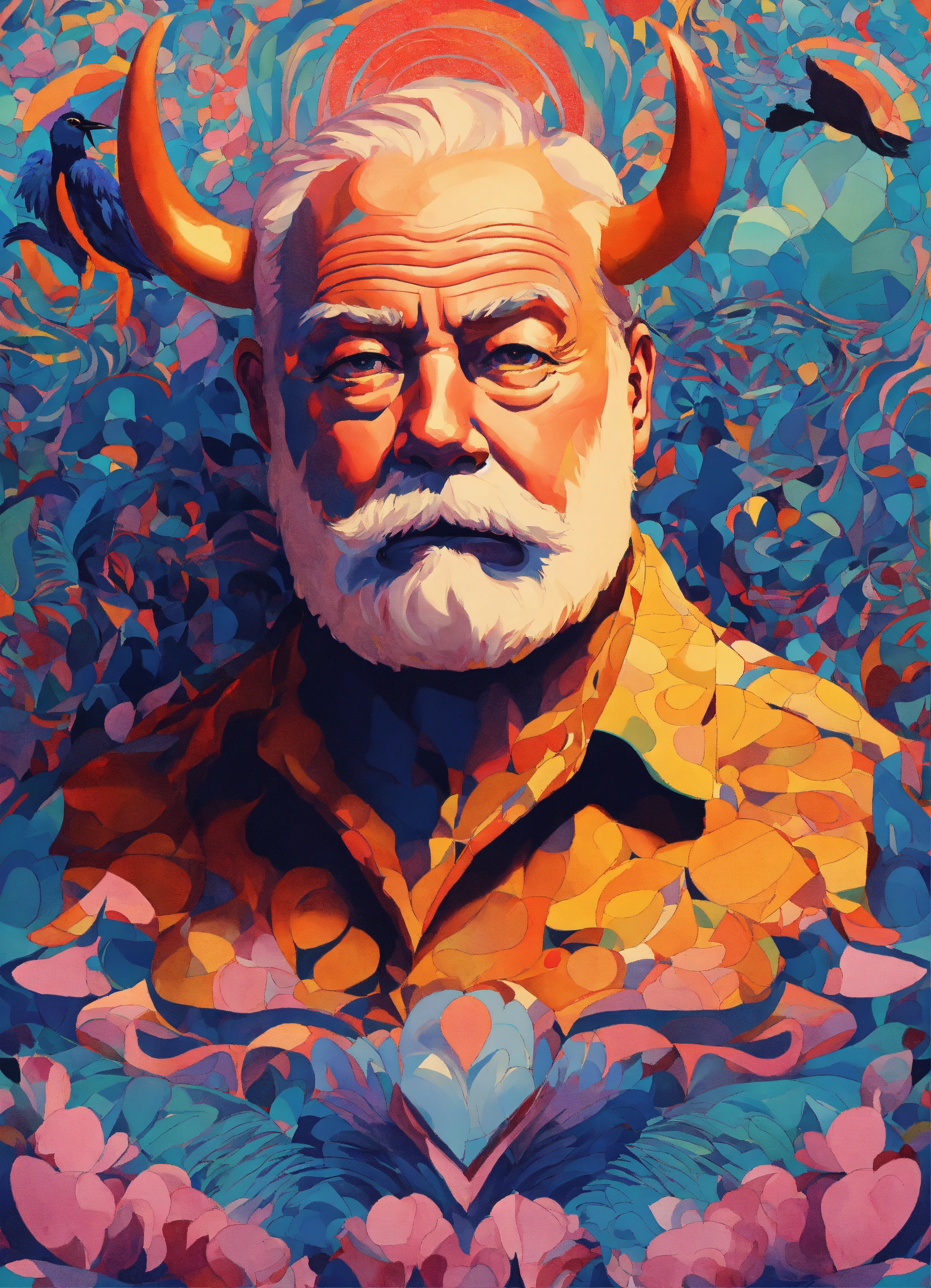 Lexica - Ernest Hemingway and a statue of a bull, environment map ...