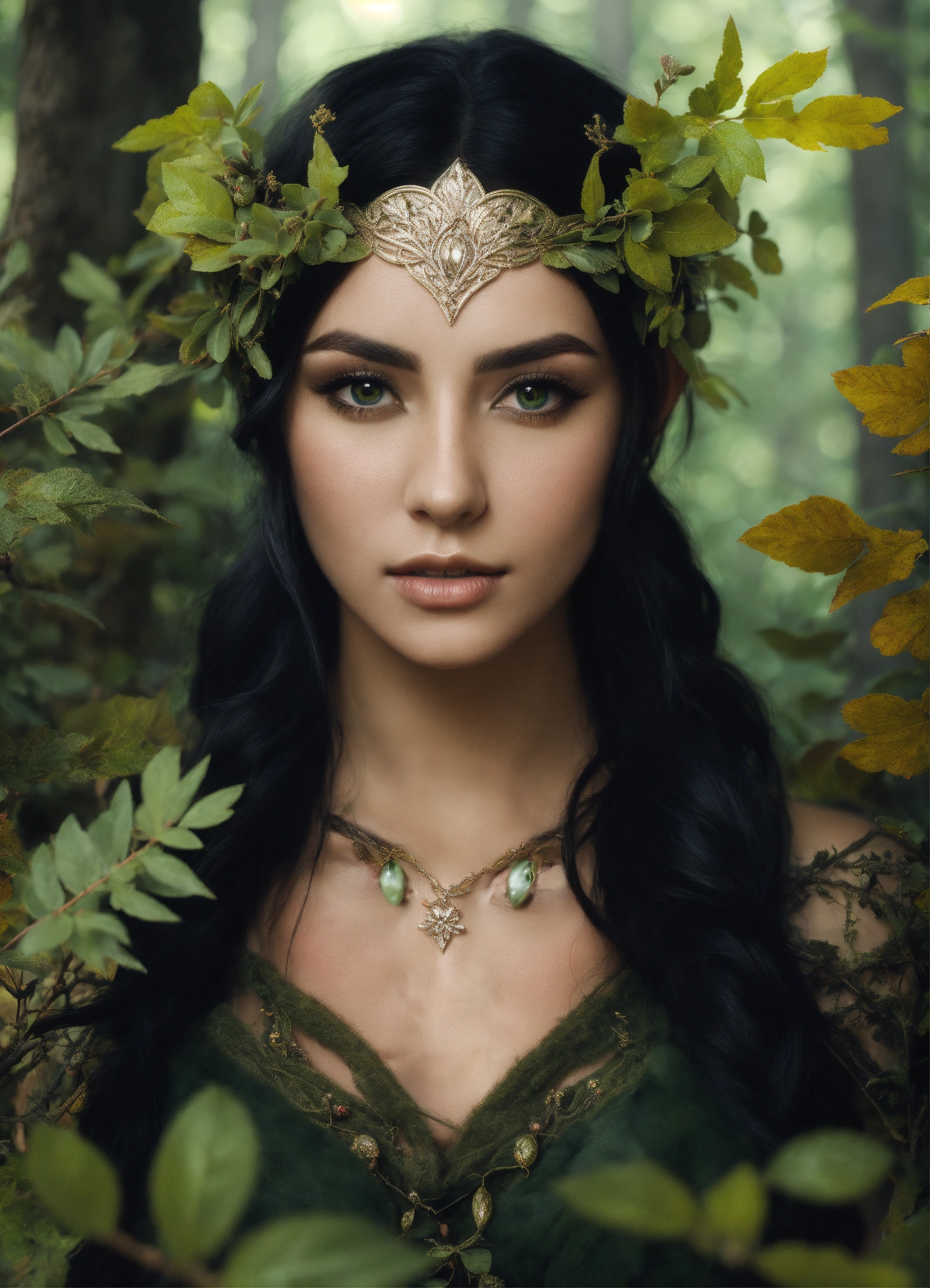 Lexica - Beautiful Elven Woman With Black Hair, Olive Complexion, And 