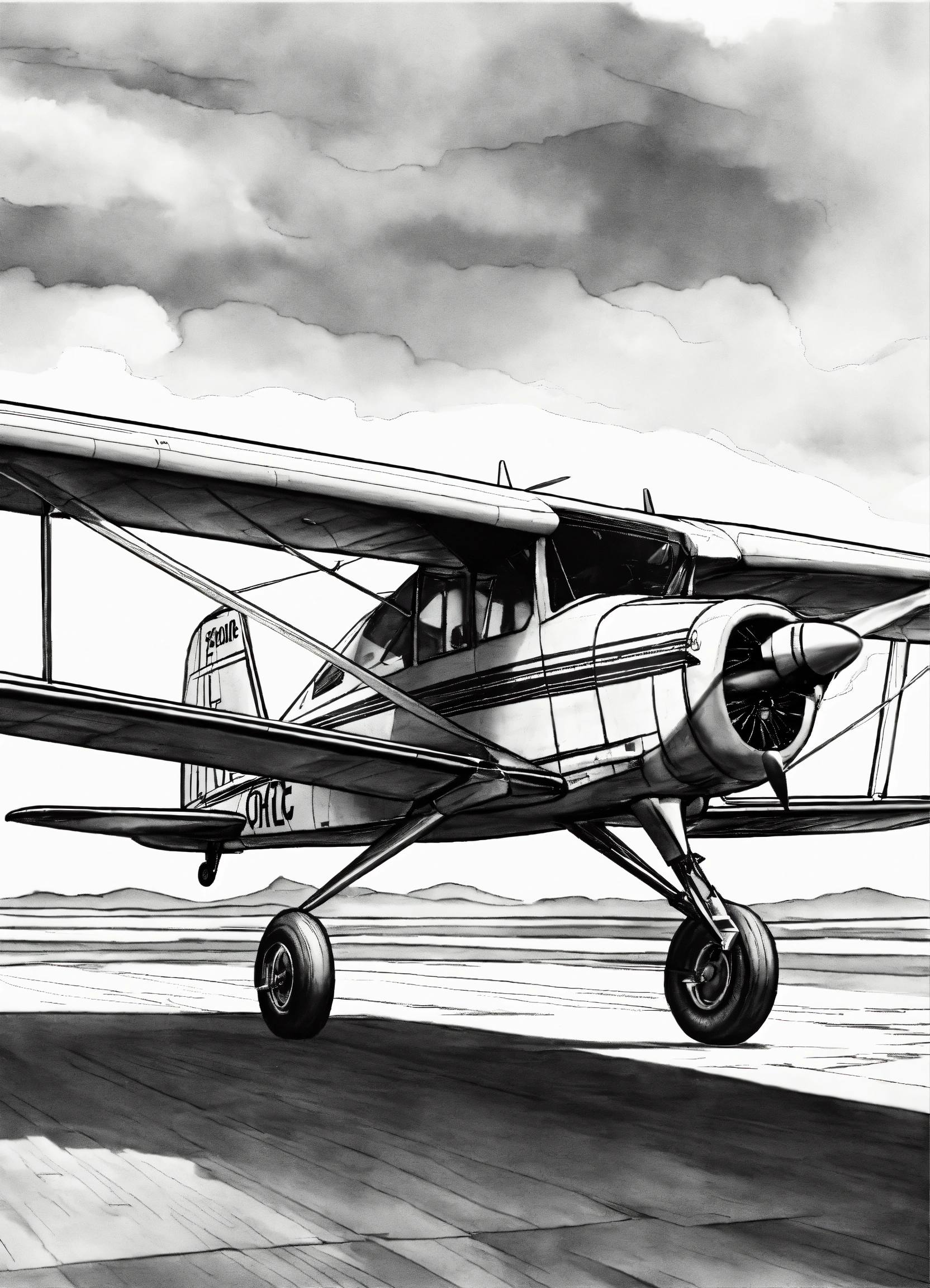 Lexica - A black and white ''cessna'' airplane, for coloring