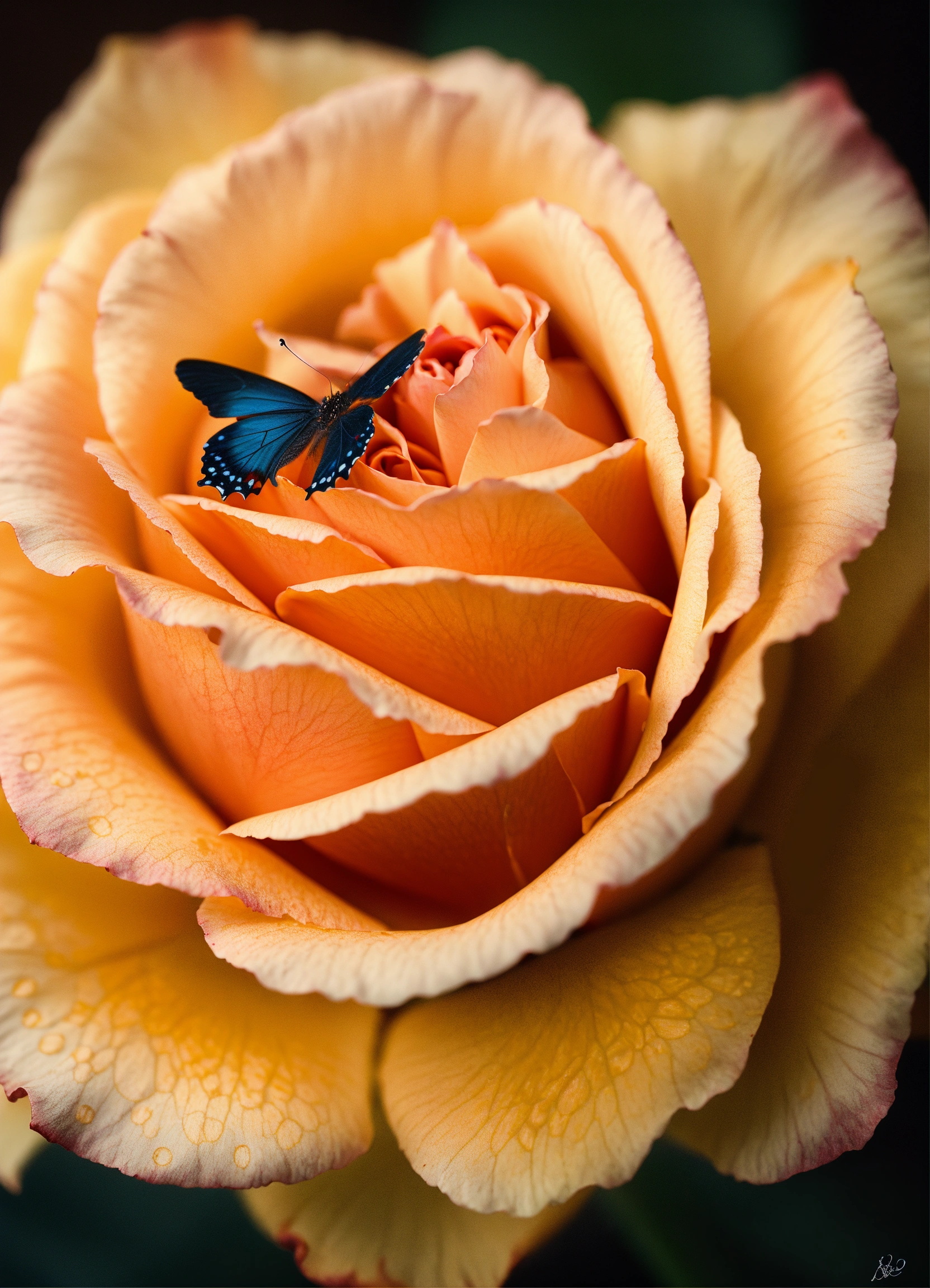 Lexica - Rose with butterfly, elegant, luxury, clean, smooth, elegant ...