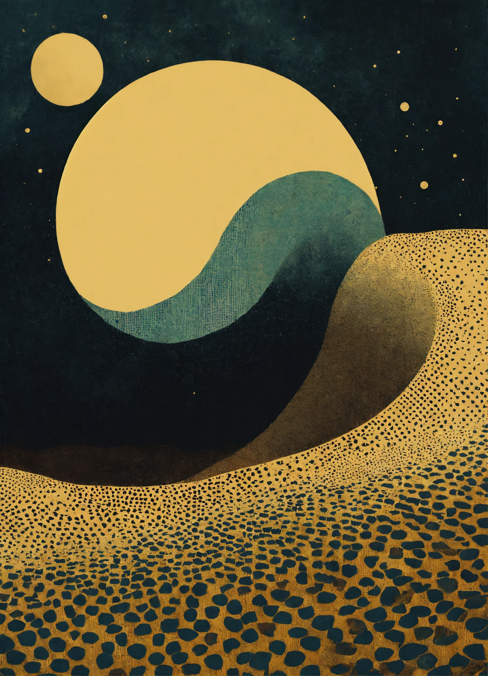 Lexica - Moon profile + Halftone pattern + editorial illustration of ...