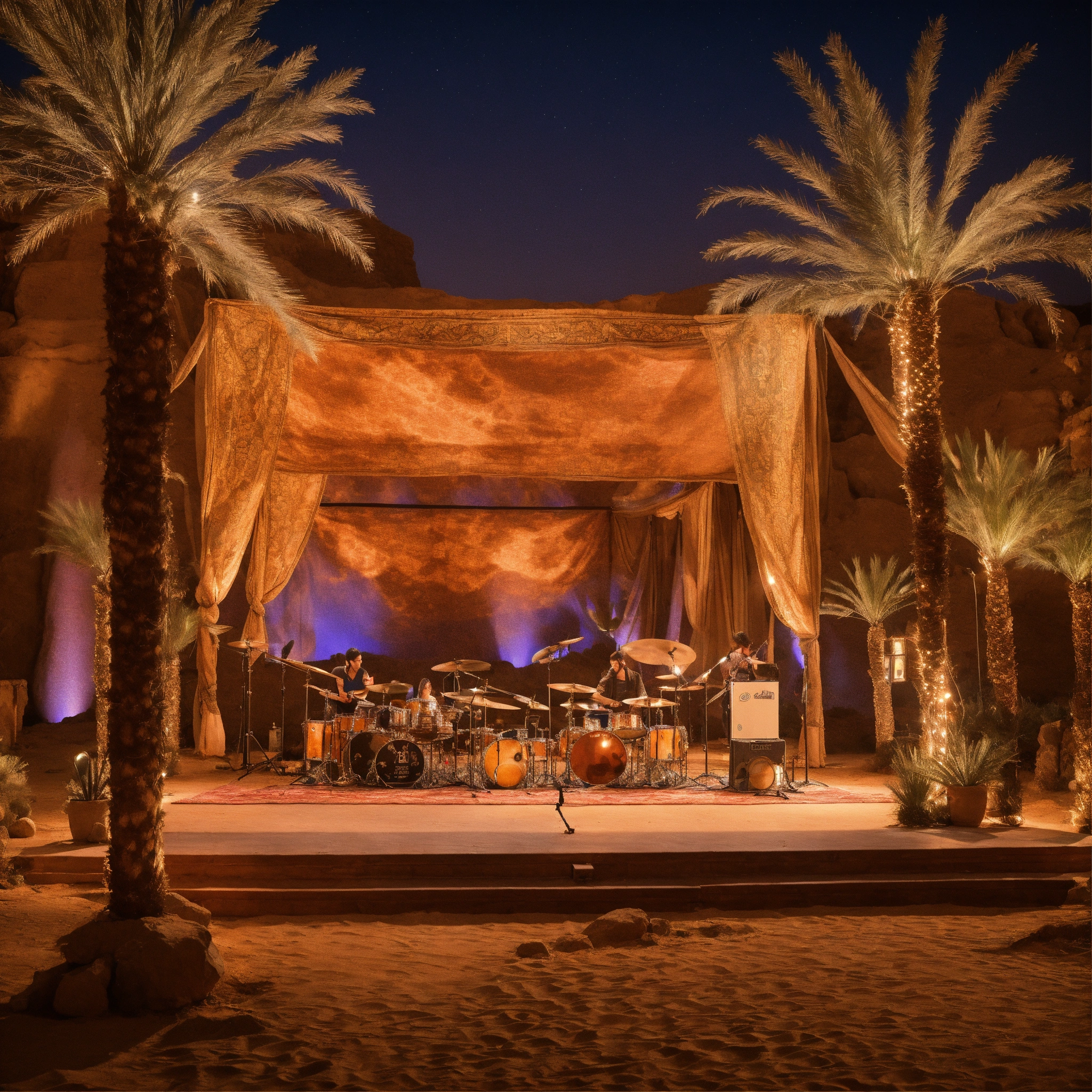 Lexica - Desert arabian themed concert stage with live music bands