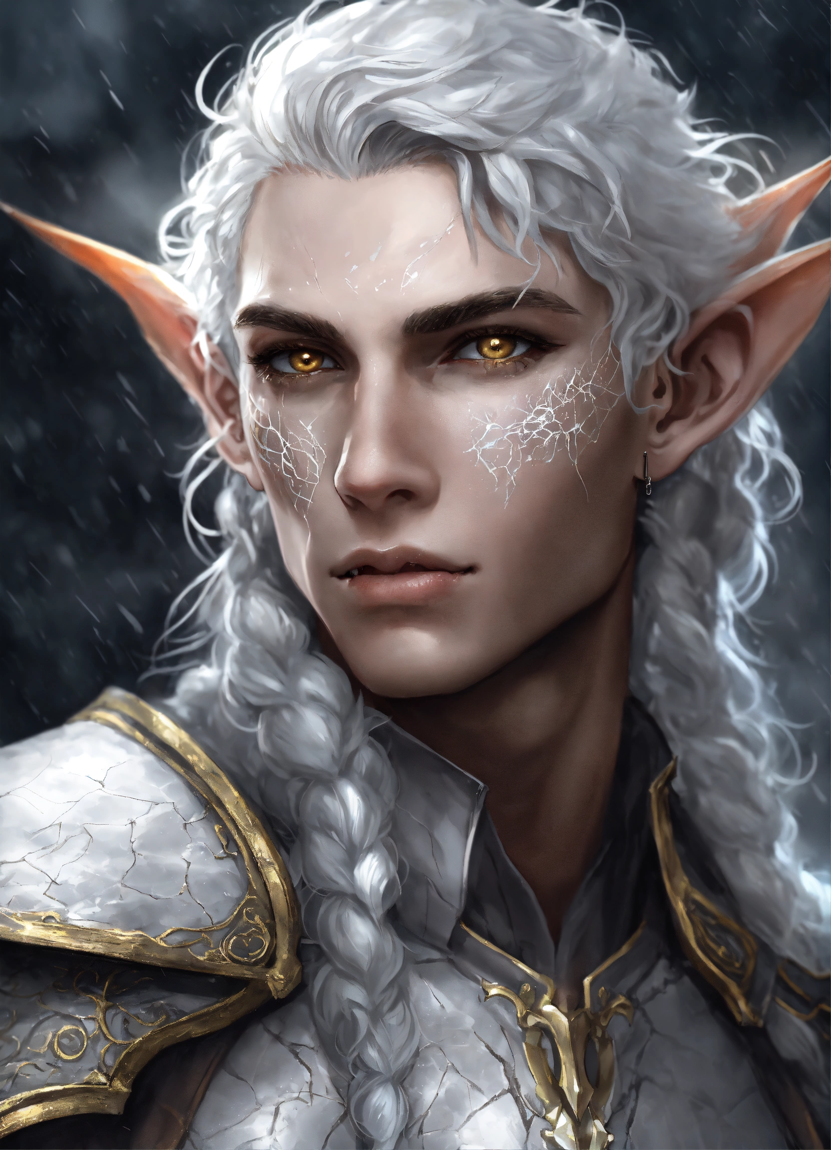 Lexica - Fantasy portrait of a ash-grey skinned elf, masculine ...