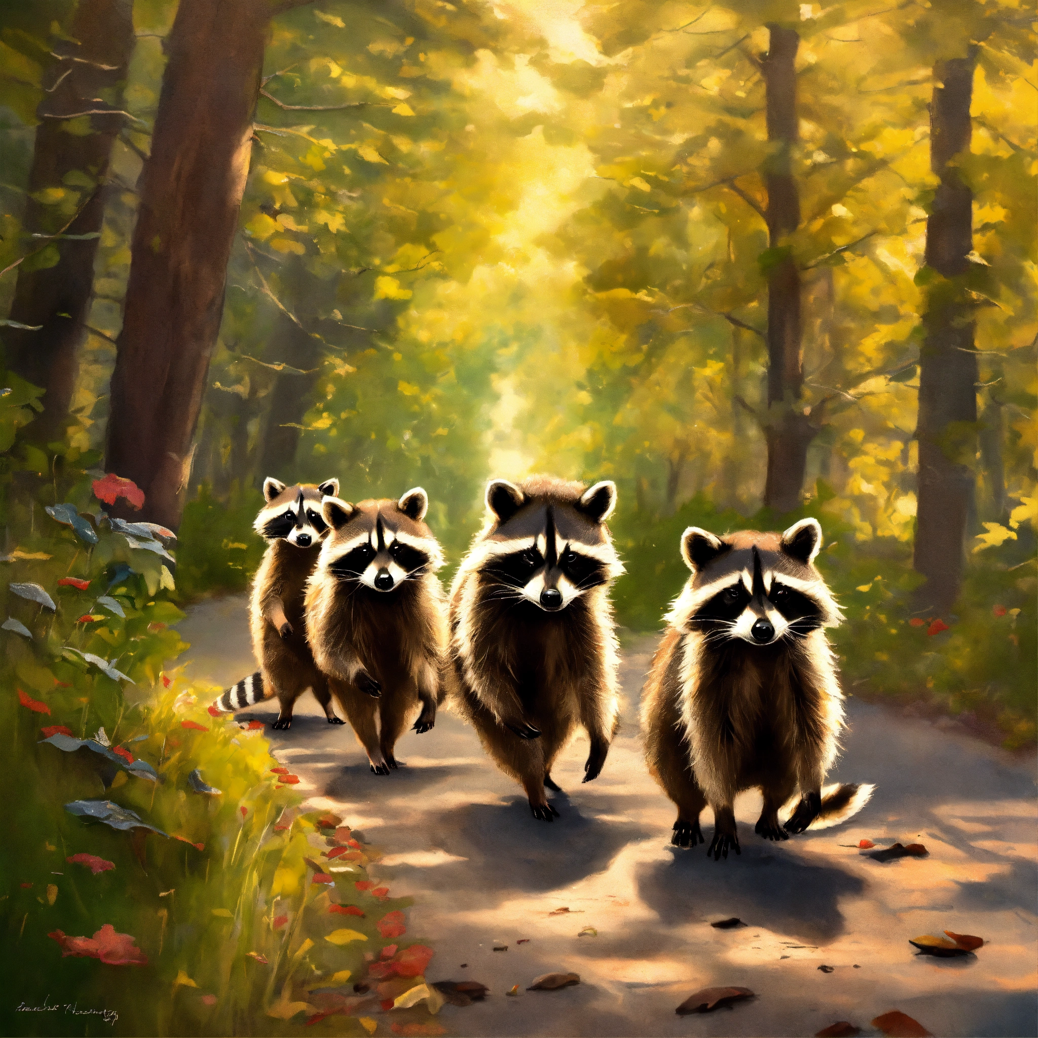 Lexica - Raccoons heading back to school, realism