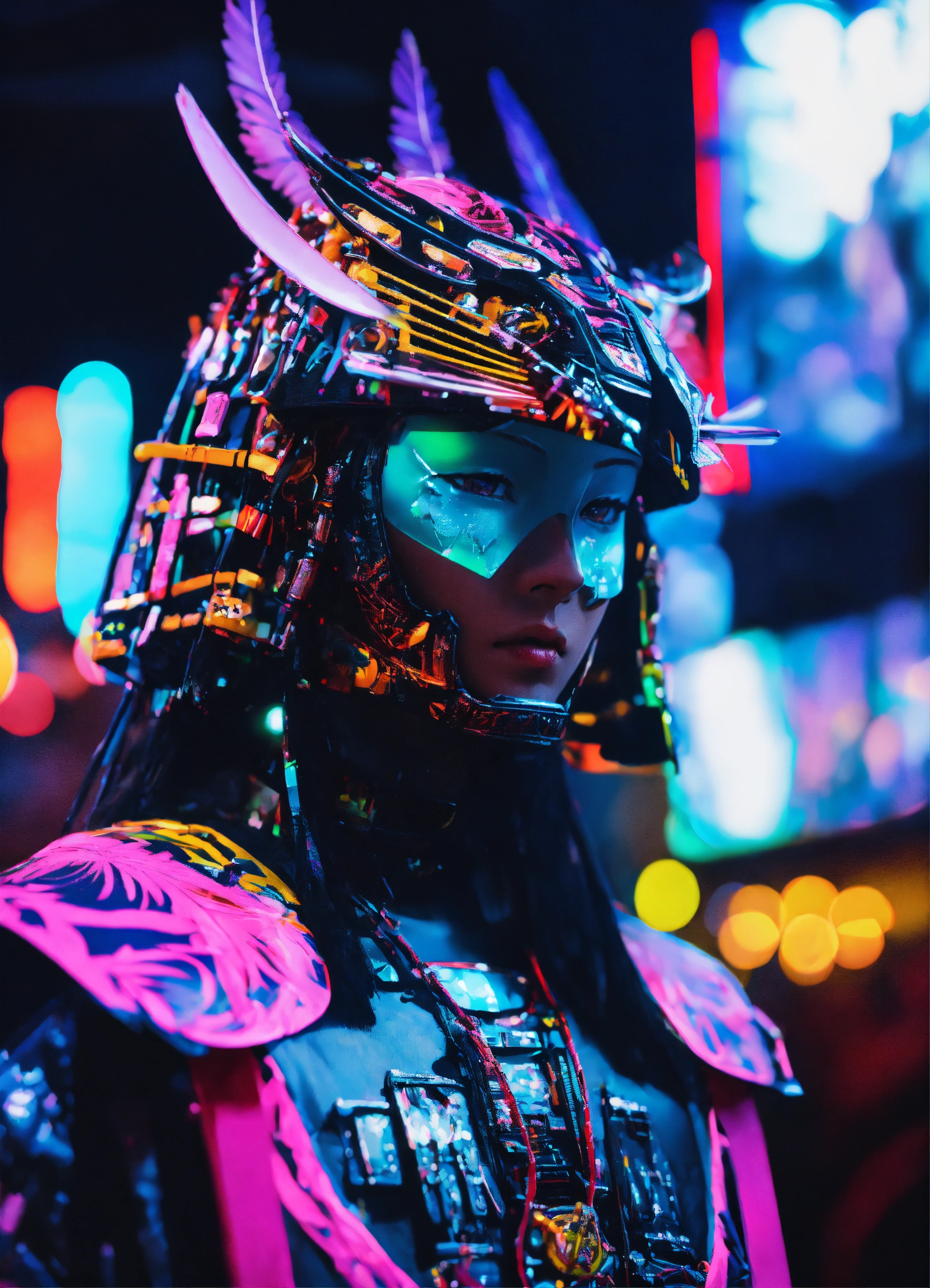 Lexica Photorealistic 3D portrait Samurai Robot in Colorado Festival