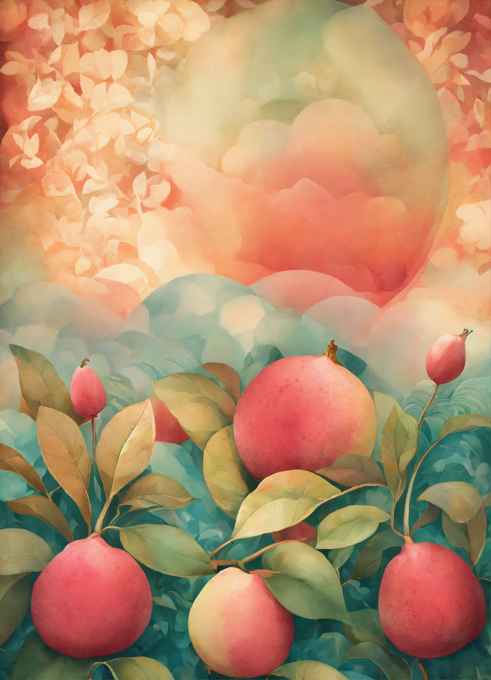 Lexica - Surreal style of abstract guava wallpaper images, mixed media ...