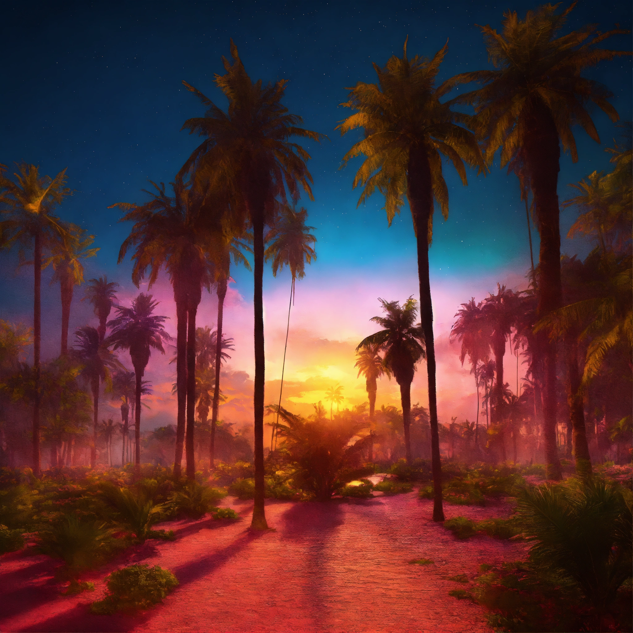 Lexica - Utopian techno rave palm trees with a euphoric atmosphere.