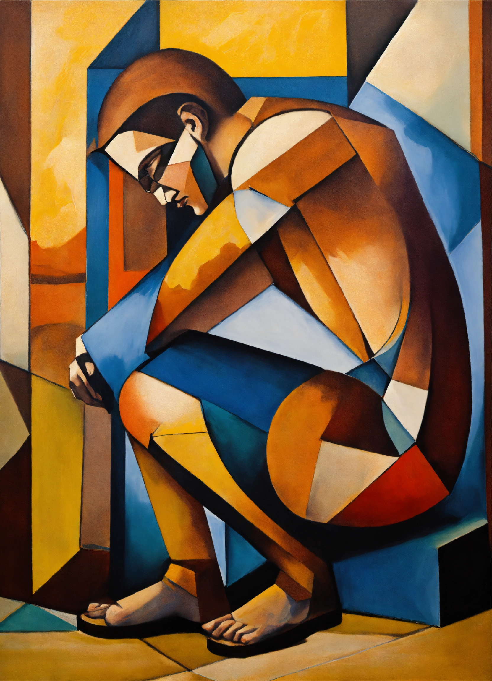 Lexica - Man on knees, cubism